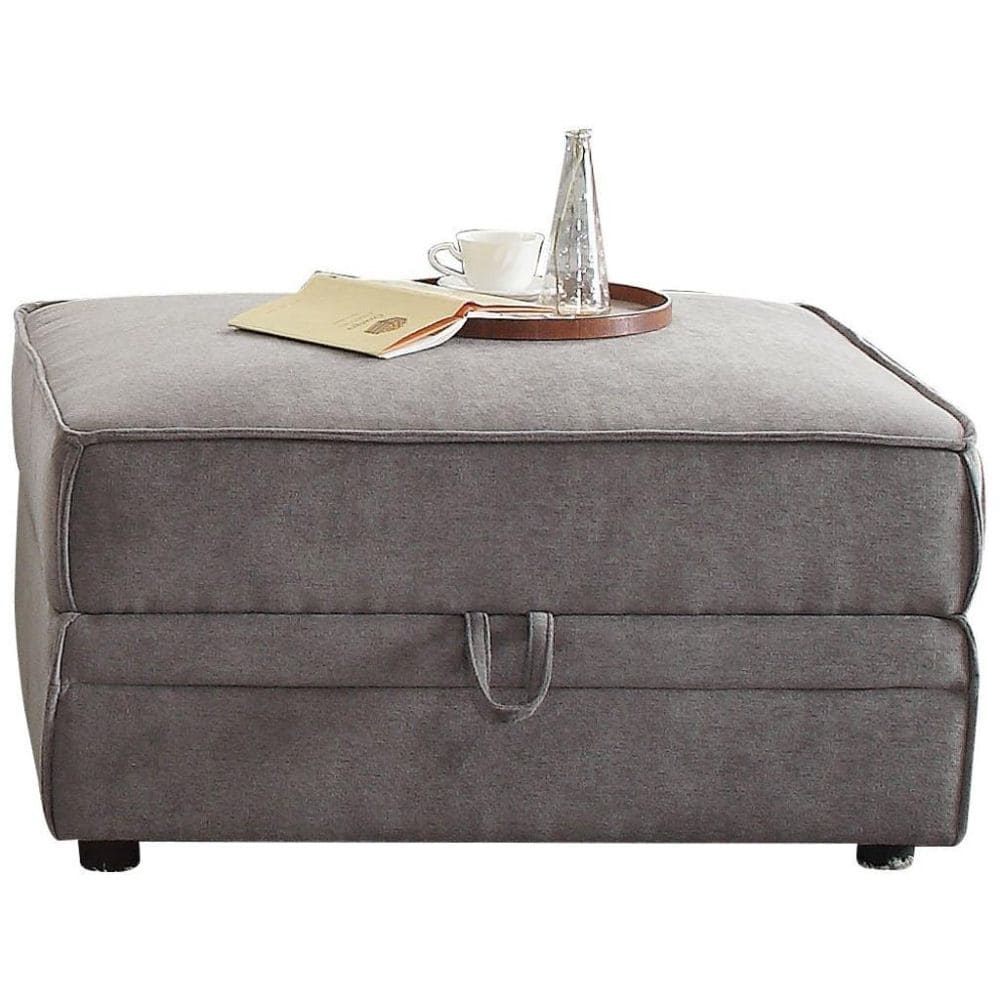 HomeRoots 285968 Amelia Modern Gray Velvet Storage Bench 34-in x 19-in