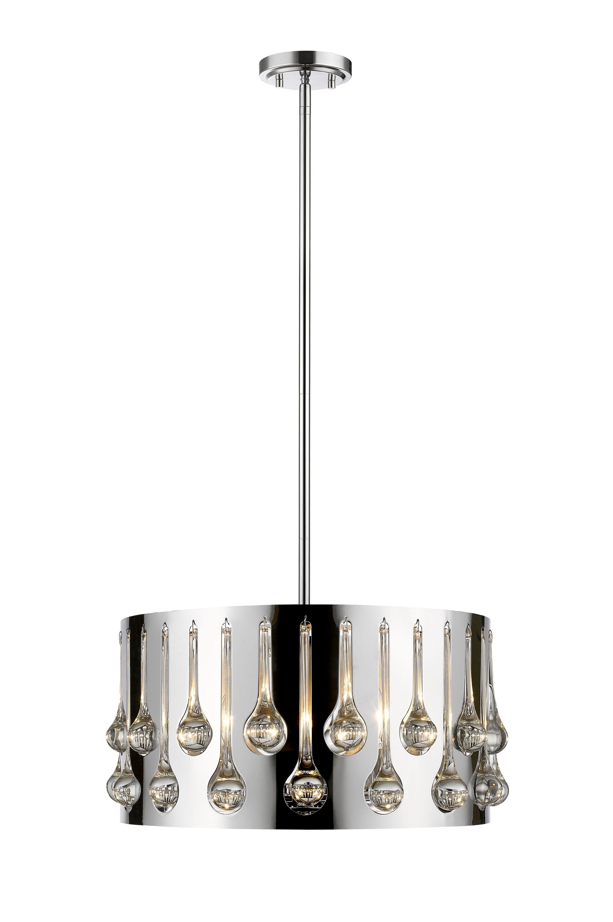 Z-Lite 453-16CH Oberon 4 -Light Chrome Modern/contemporary Drum Medium (10-22 inches) Hanging Pendant light