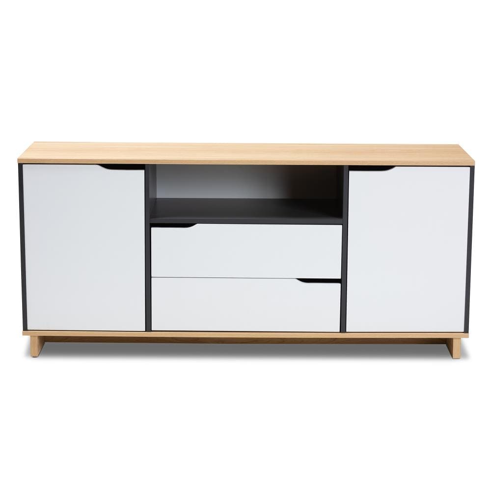 Baxton Studio Reed Contemporary Modern White Oak Grey Wood