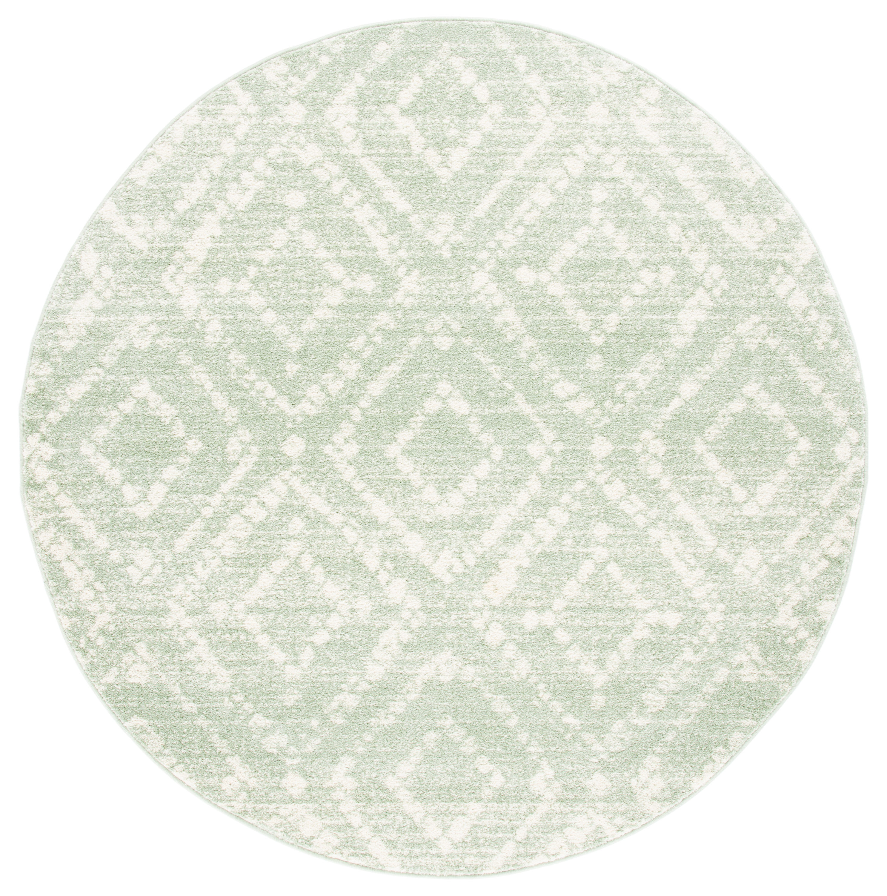 Safavieh ADR131Y-6R Adirondack 6 x 6 (ft) Loomed Polypropylene Green/Ivory Round Indoor Geometric Bohemian/Eclectic Area rug