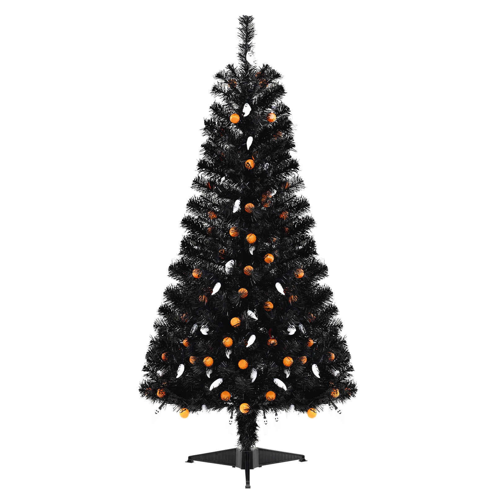 SUGIFT 4.5-ft Artificial Halloween Tree with 6 Lighting Modes 5 Spooky Sounds 65 Ghost 65 Pumpkin Lights - Black #ZMLW014SUGHY1624