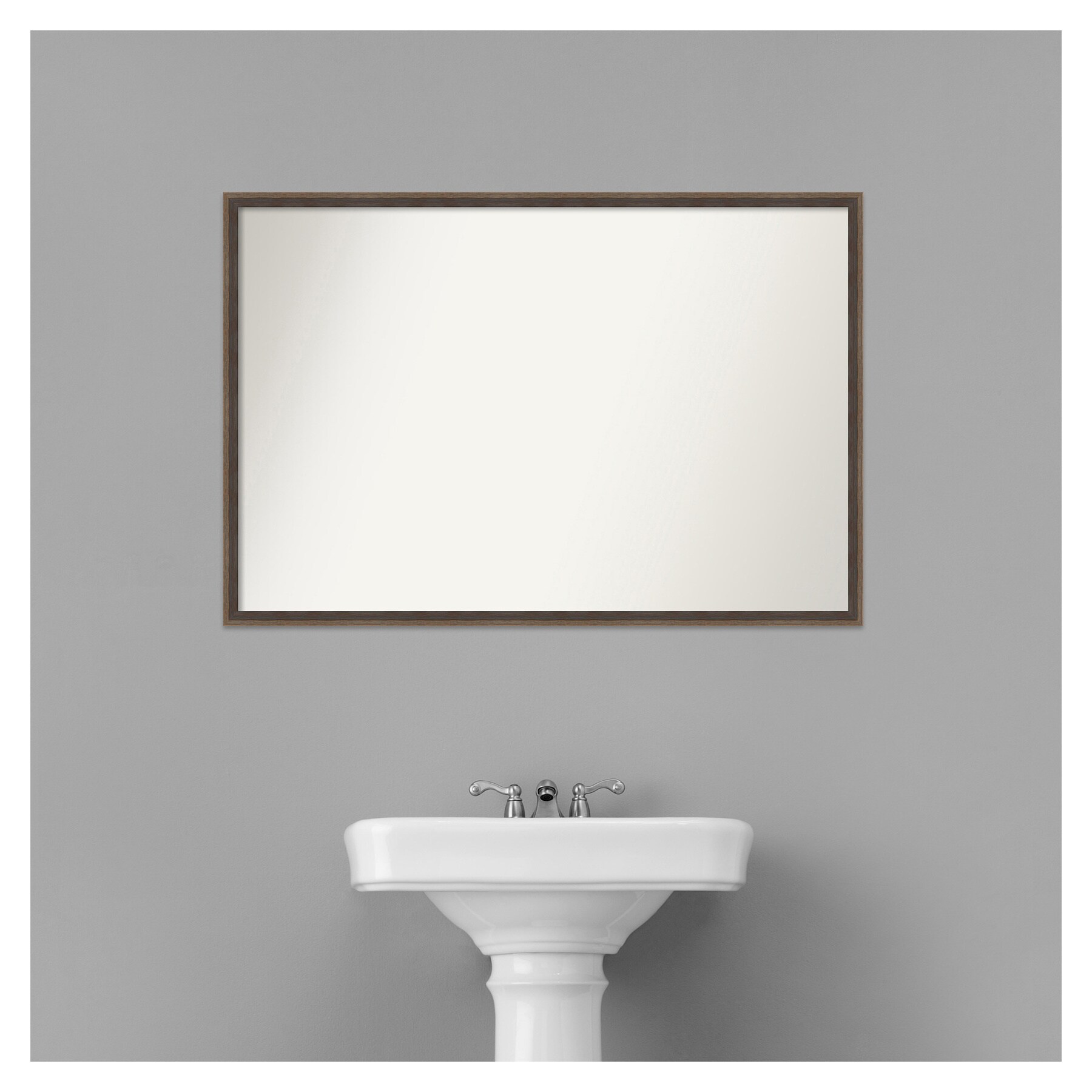 Mocha Brown Hardwood Rectangular Bathroom Wall Mirror