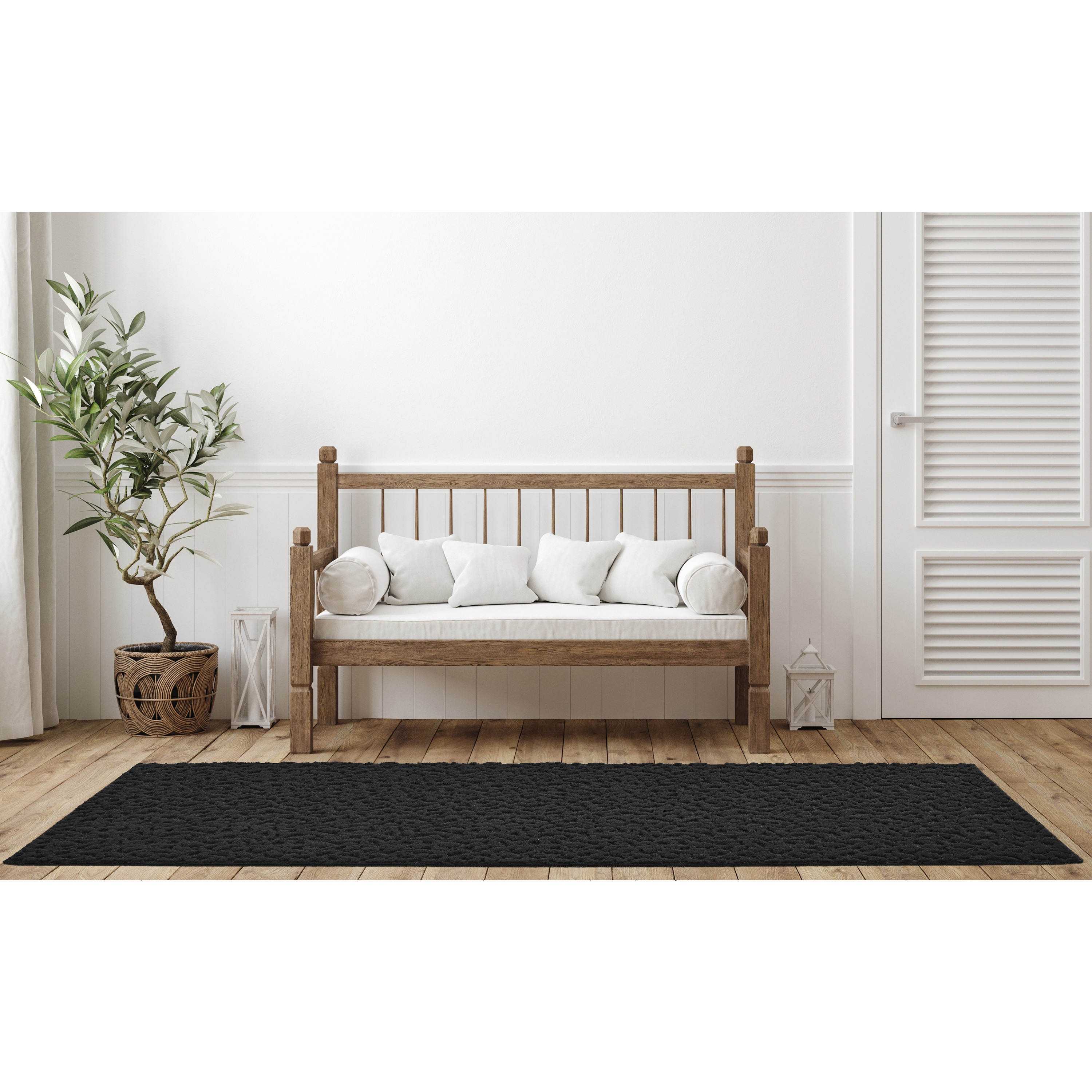 Garland Rug CL010N02414415 Ivy 2 x 12 (ft) Tufted Polypropylene Black Rectangular Indoor Floral/Botanical Farmhouse/Cottage Runner rug