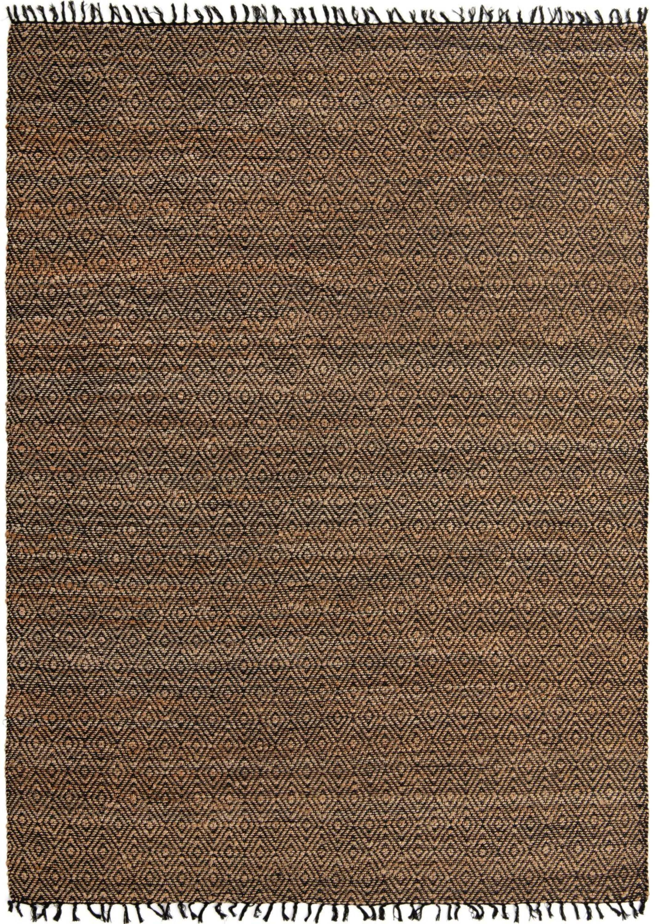 Handmade Black and Natural Braided Jute Rug 9' x 12'
