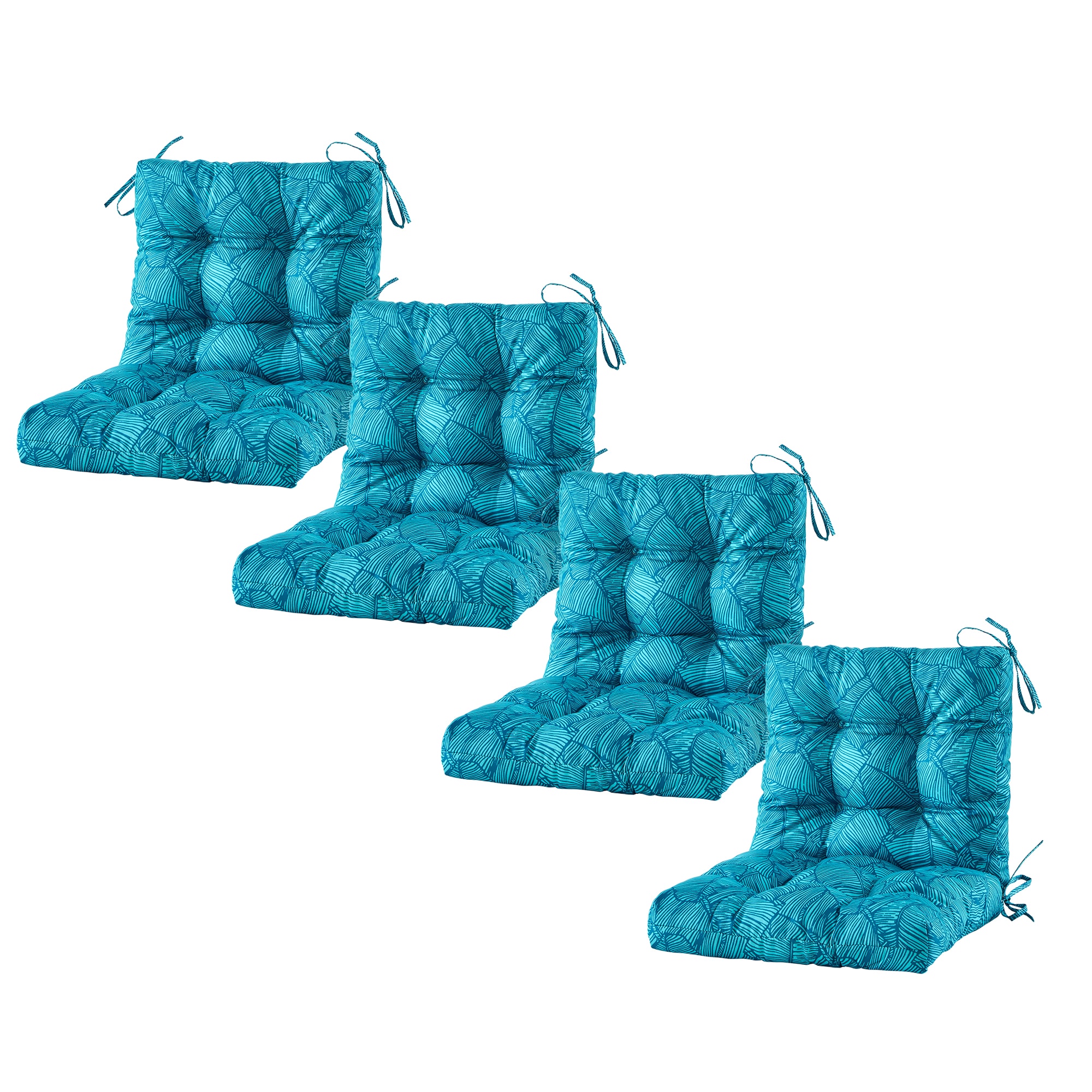 Artplan - Seat Back Outdoor Chair Cushion Set of 4 Patio Chair Cushion with Tie Tufted Replaceme...