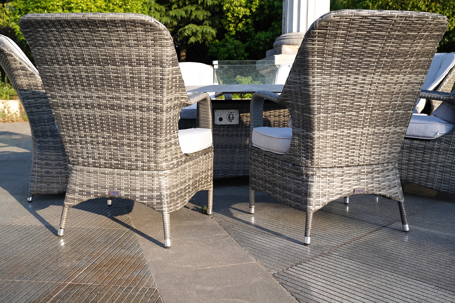 Direct Wicker Flame 9Piece Gray Wicker Patio Dining Set Wicker Round