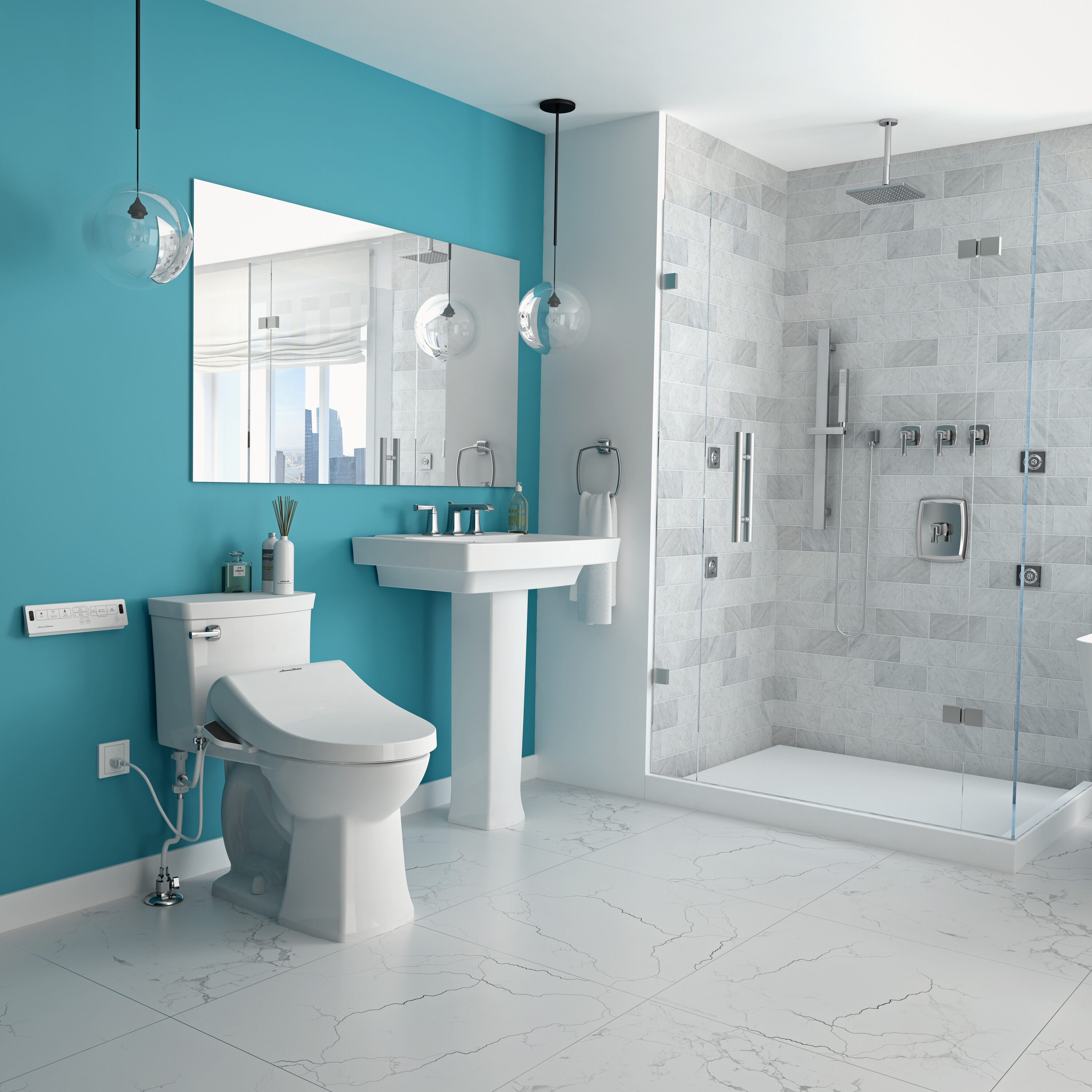 White Elongated Electric Bidet Seat with Remote Control