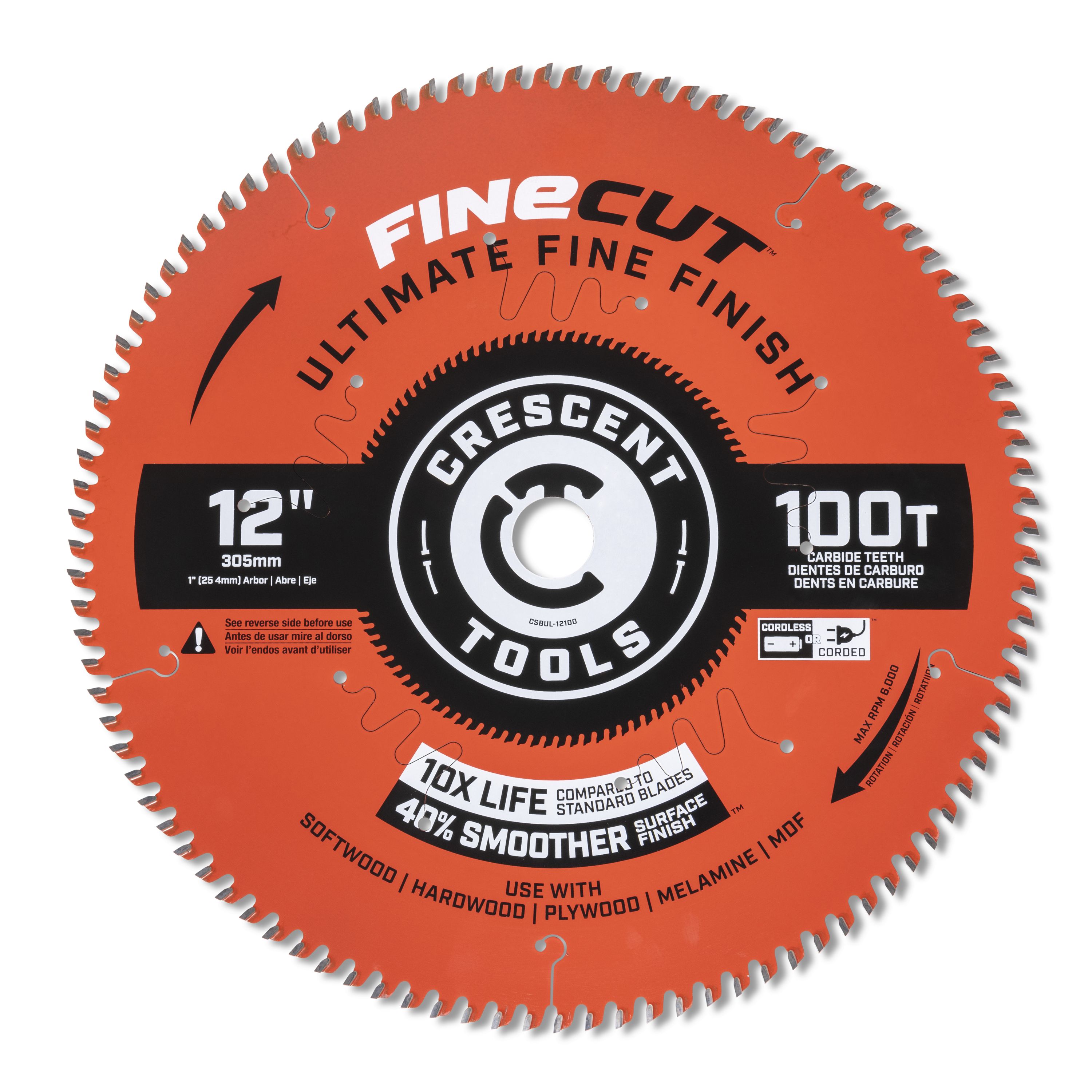 Crescent CSBUL-12100 Ultimate Finish 12-in 100 -Tooth Fine Finish Carbide Circular saw blade Individual