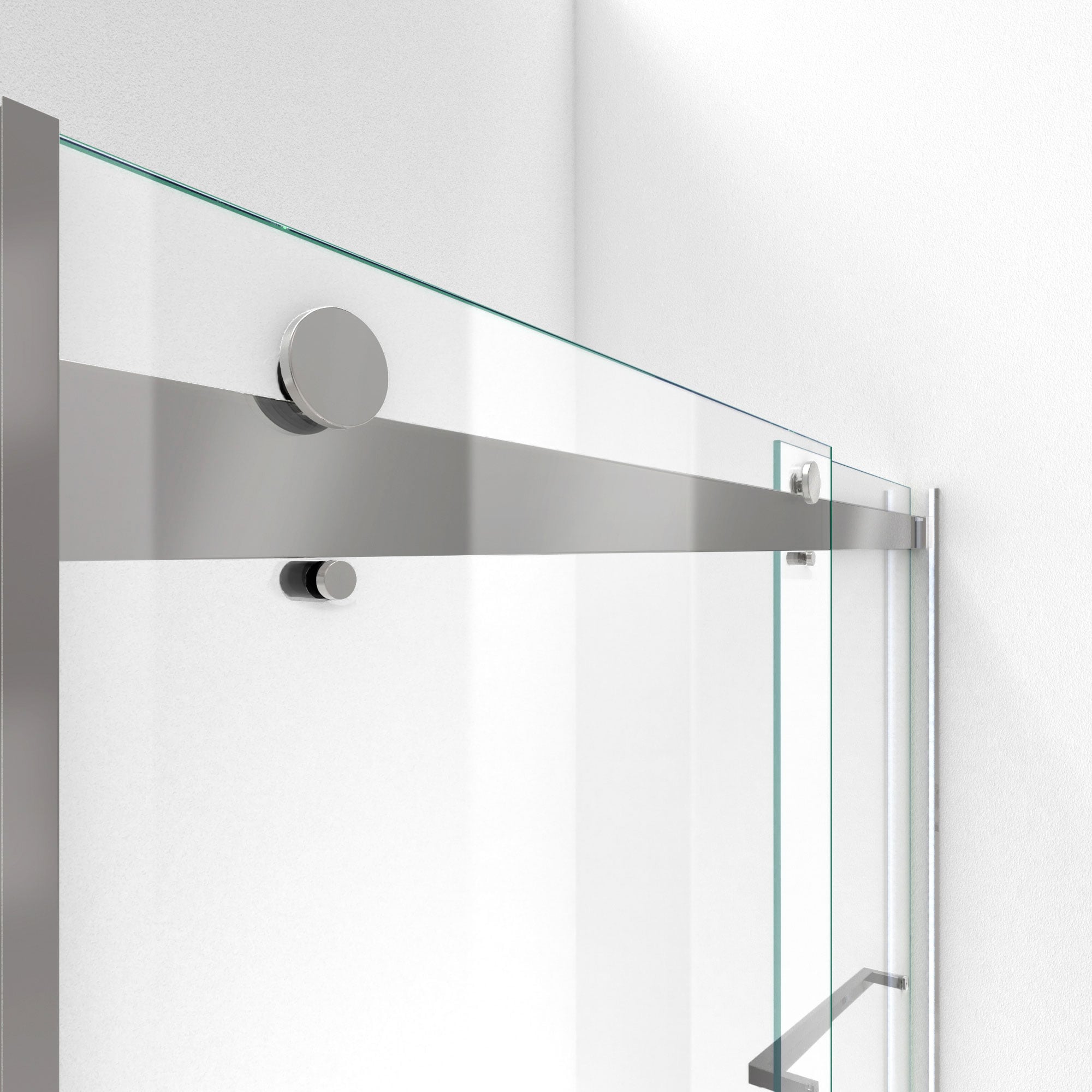 Essence Frameless Brushed Nickel Sliding Shower Door with Clear Glass