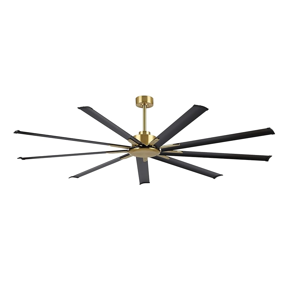 MLIAN WBCF-BS325-GB xiaofeidao 96-in BLACK/GOLD with BLACK Blades Ceiling Fan Without Light - Remote Included ( 9 -Blade )