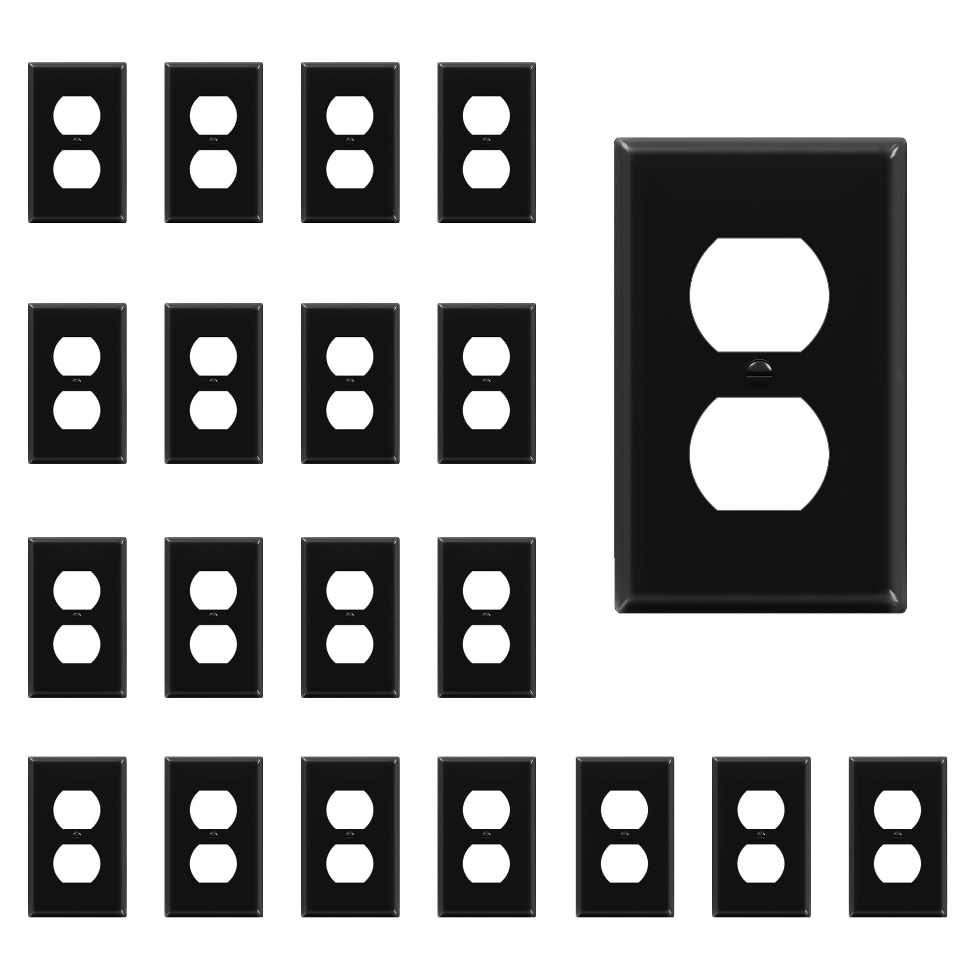 OGETFUUR 20 Pack 1-Gang Black Wall Plate with 4.50in H for Home Electrical Switch Outlet Cover featuring Durable Plastic Construction and Modern Black Finish #L5LYH72802