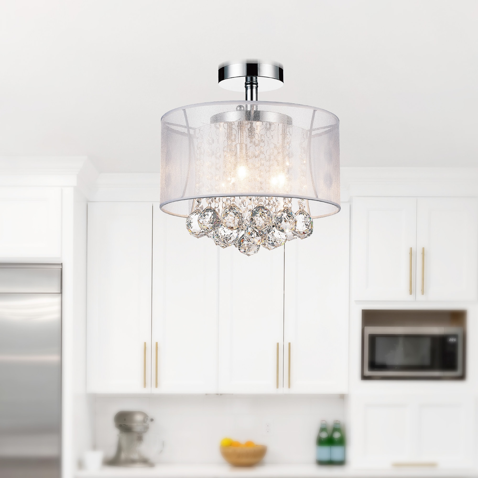 CWI Lighting 5062C12C (CLEAR + W) Radiant 3 -Light 12-in Chrome Flush Mount Light