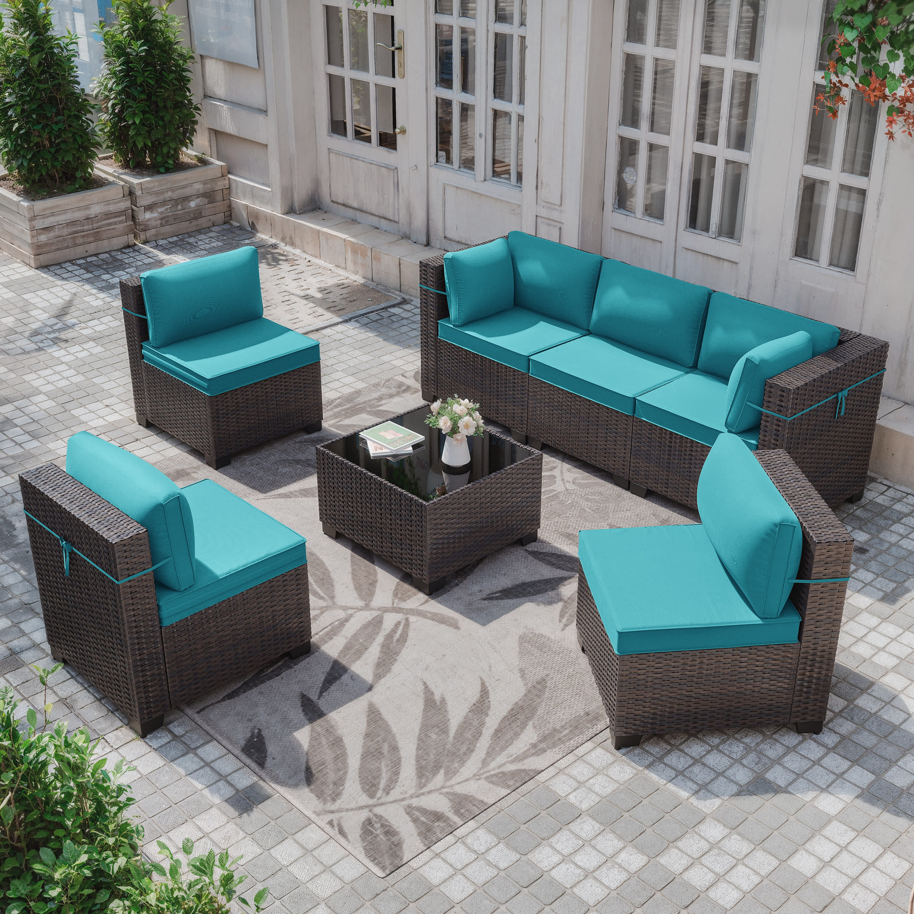 Haxvin HX-RA-7-TUQ Patio-Conversation-Sets - View #2