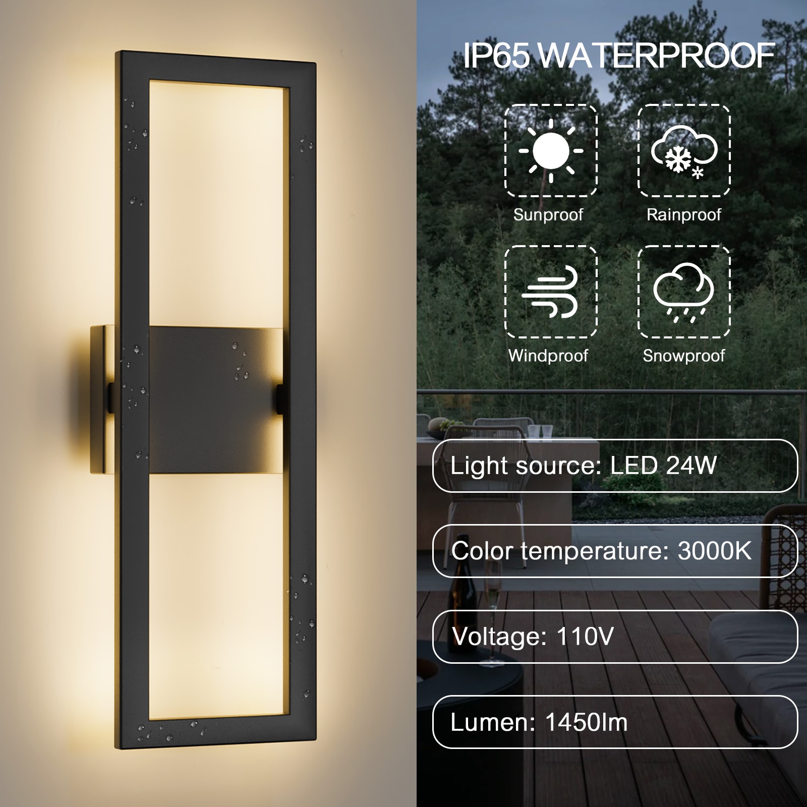 LamQee 06FTL0272BBK Outdoor-Wall-Lighting - View #2