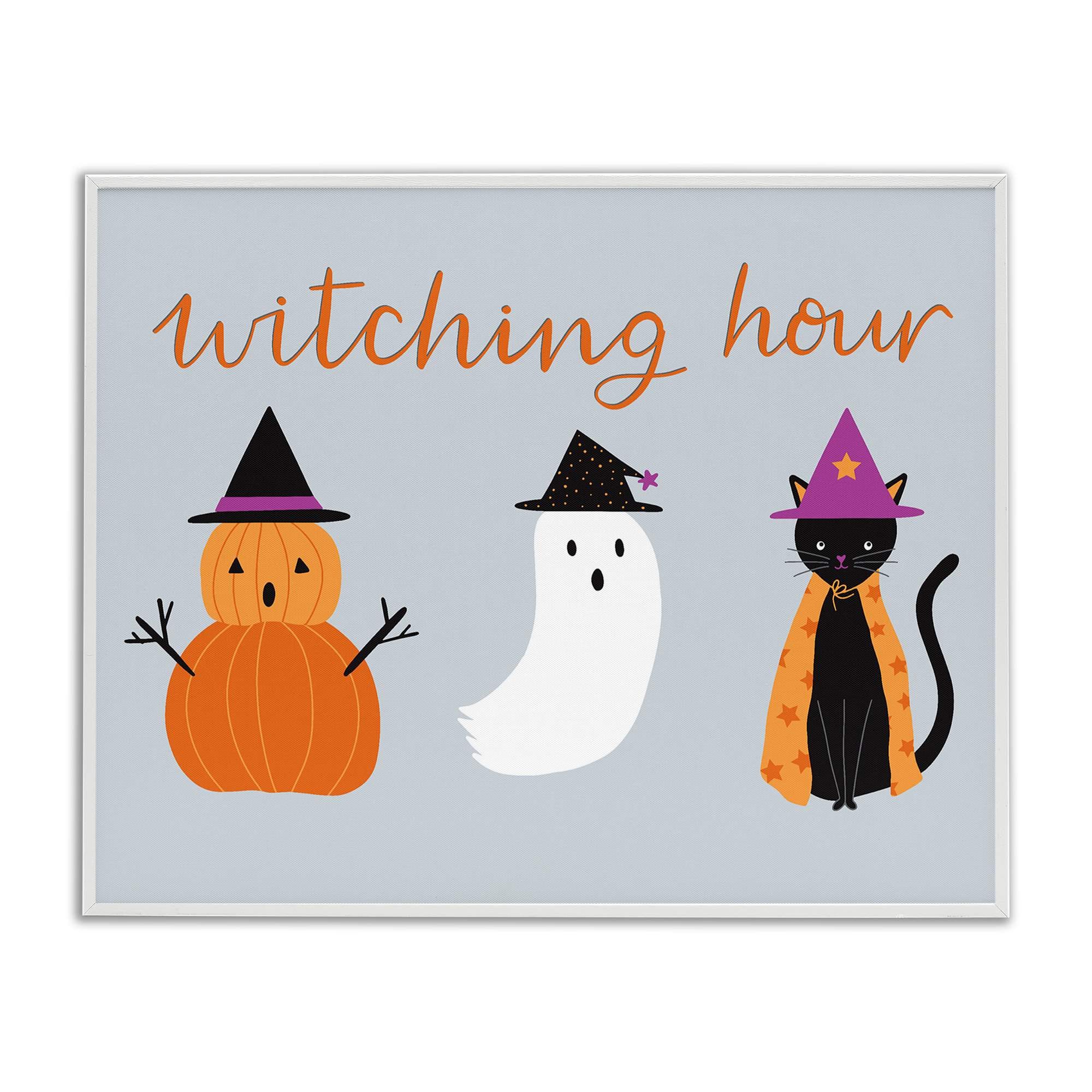 Stupell Industries BT-496-WFR-16X20 Cute Halloween Witching Hour White Framed Giclee Art By Sazerelli Designs 20 x 16