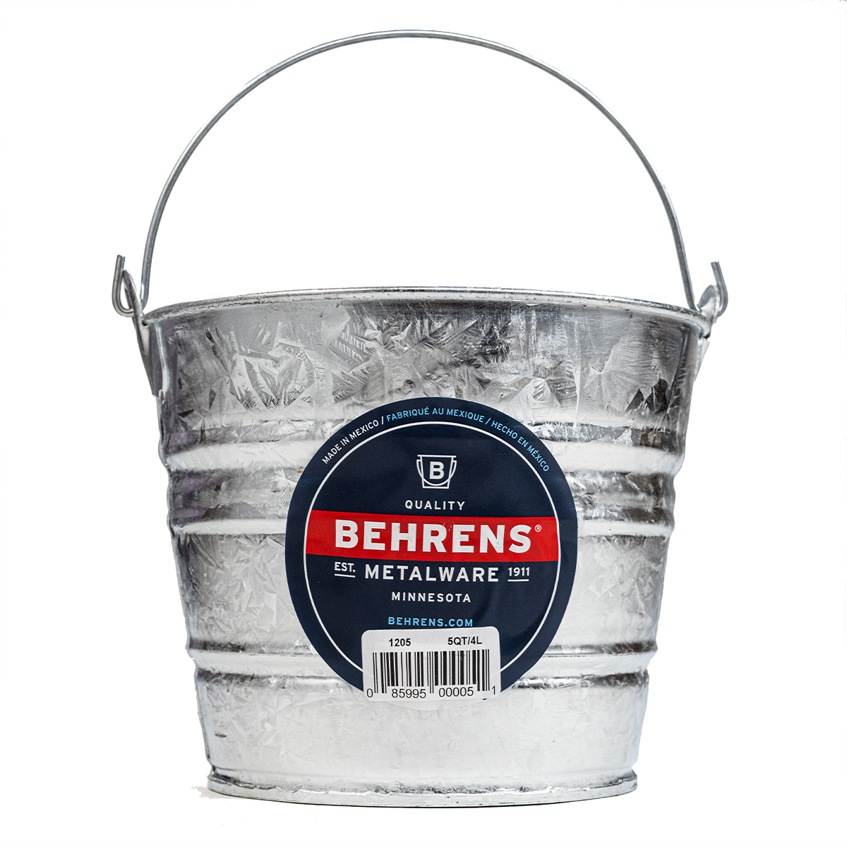 Large Galvanized Metal Buckets with Handles, 4.5 W x 5 H, 12