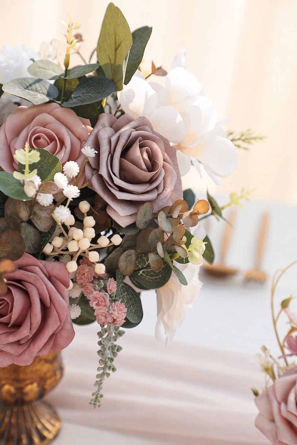 AOIZGMY Artificial Flowers 25pcs Real Looking Dusty Rose Ombre Foam ...