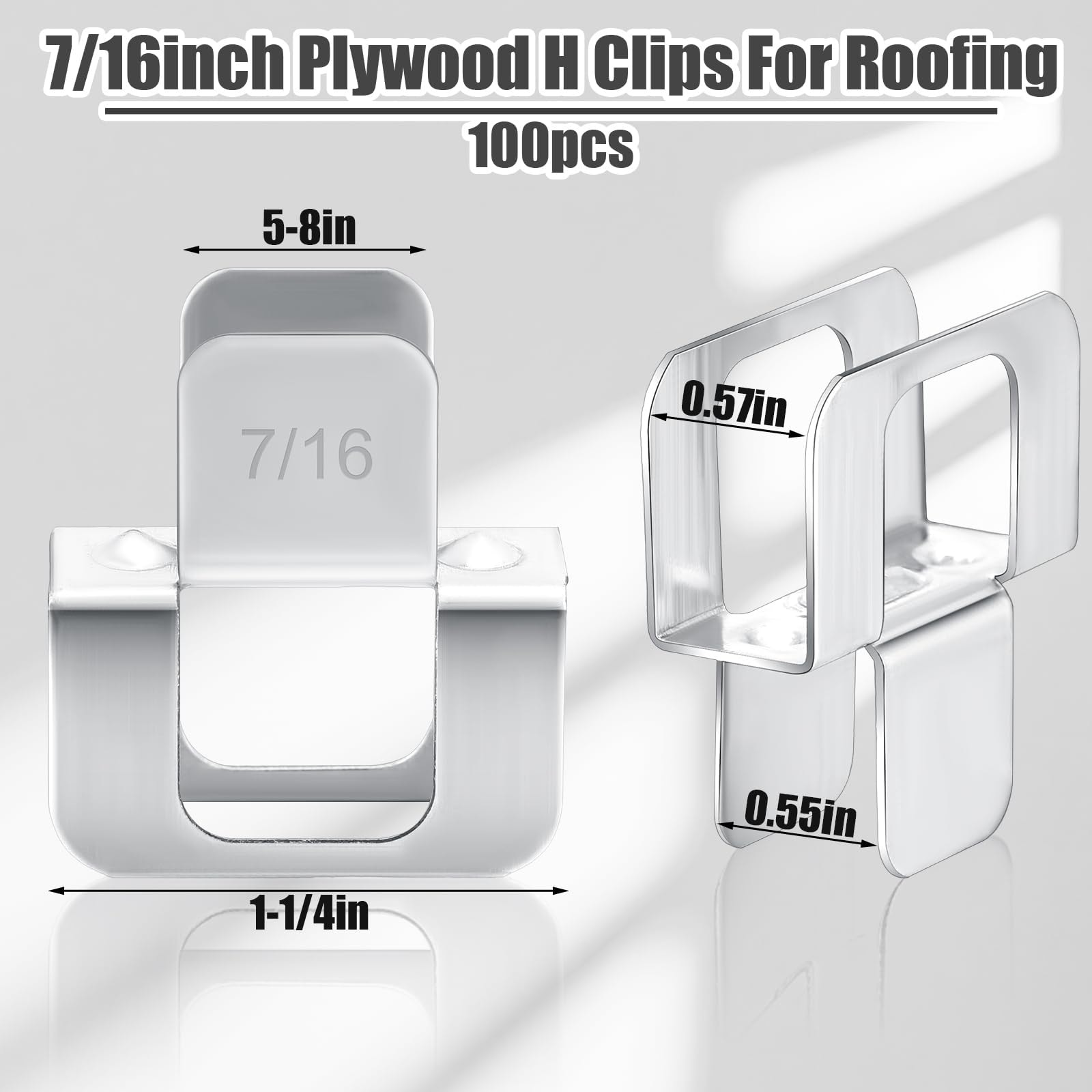 Etokfoks  100 pcs 7 16 in Steel Hot Dip Galvanized Plywood Clips for Roofing Walls Enhances Stability