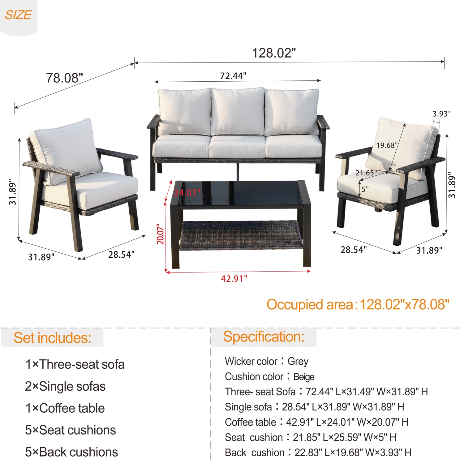Pouuin SHW60T04 Patio-Conversation-Sets - View #8
