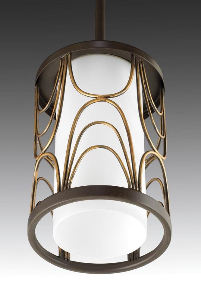 Antique Bronze Mini Pendant with Etched White Glass Shade