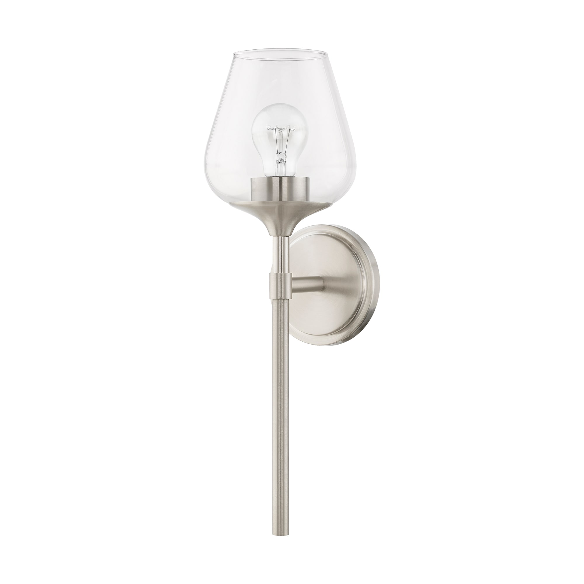 Brushed Nickel Vanity Sconce with Clear Glass Shade