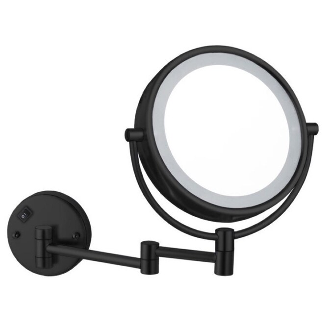 Nameeks Glimmer 8 In X 13 23 Black, Lighted Makeup Mirror Wall Mounted Double Sided