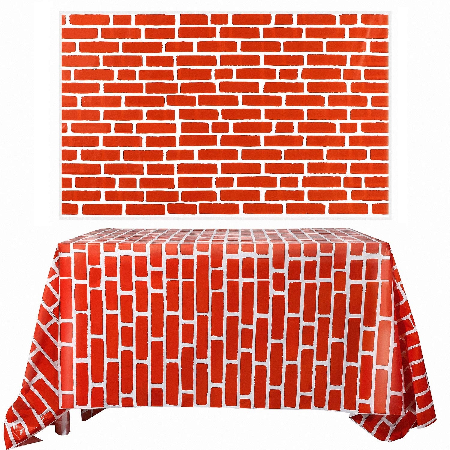 LAIFUCAM  2 pcs 4 Point 5 x 9 Feet Stone Wall Scene Setter Wallpaper Sheet Red Brick Decorative Backdrop for Castle Halloween Christmas Party
