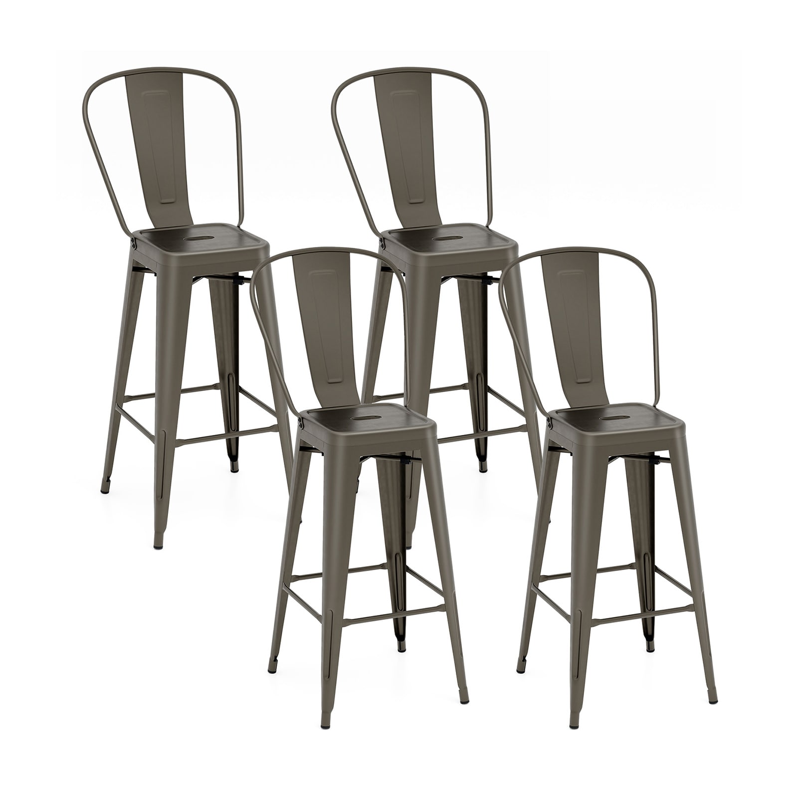  ID66215GUN Green 30-in H Bar height Stackable Metal Bar Stool