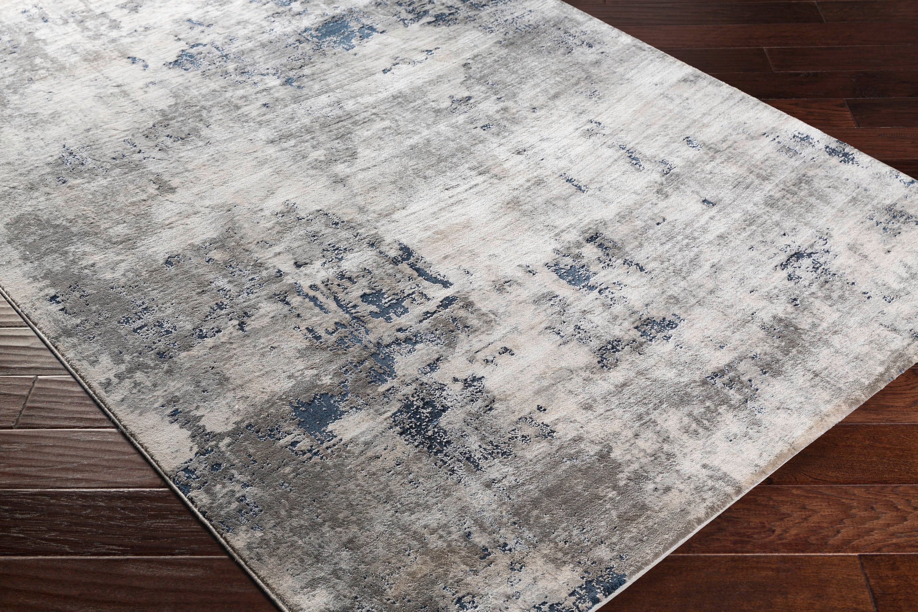 Aisha Blue Rectangular Reversible Washable Synthetic Rug