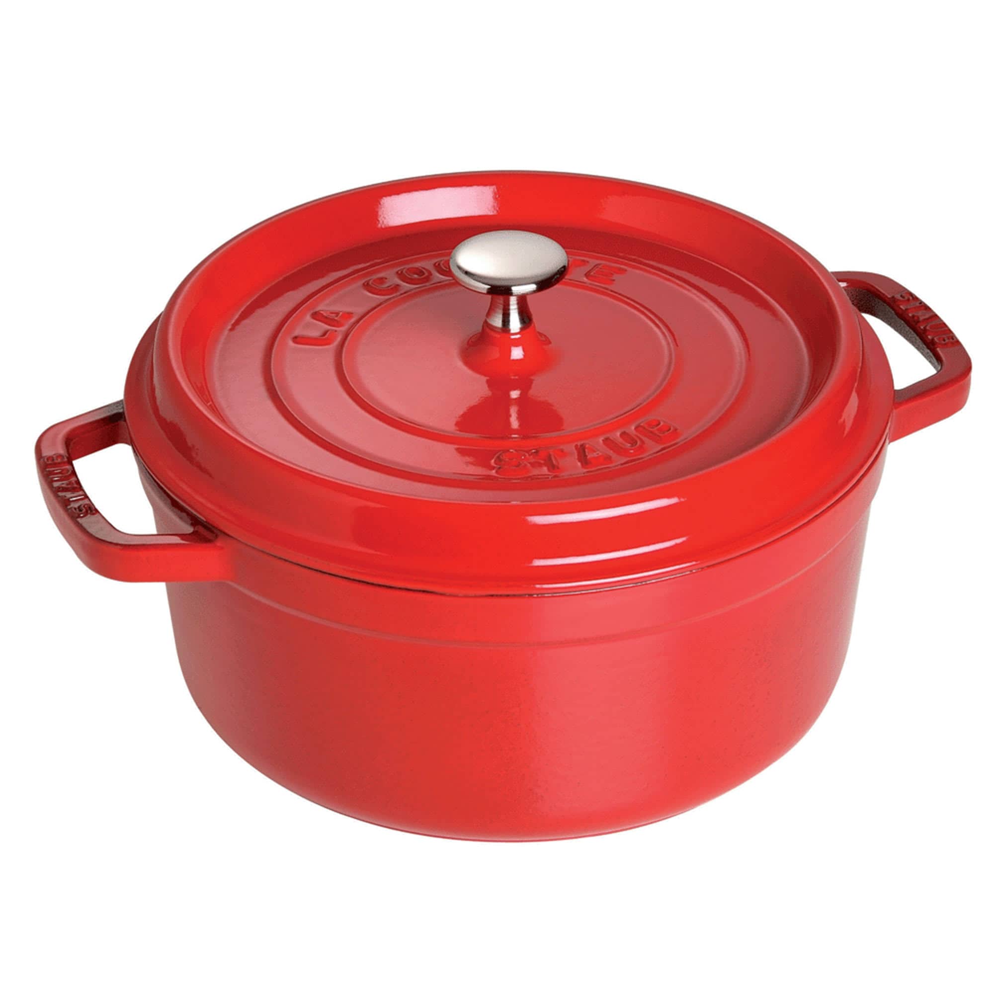 STAUB Cast Iron Round Cocotte Dutch Oven 5.5-quart serves 5-6 Made in France Cherry #1102606