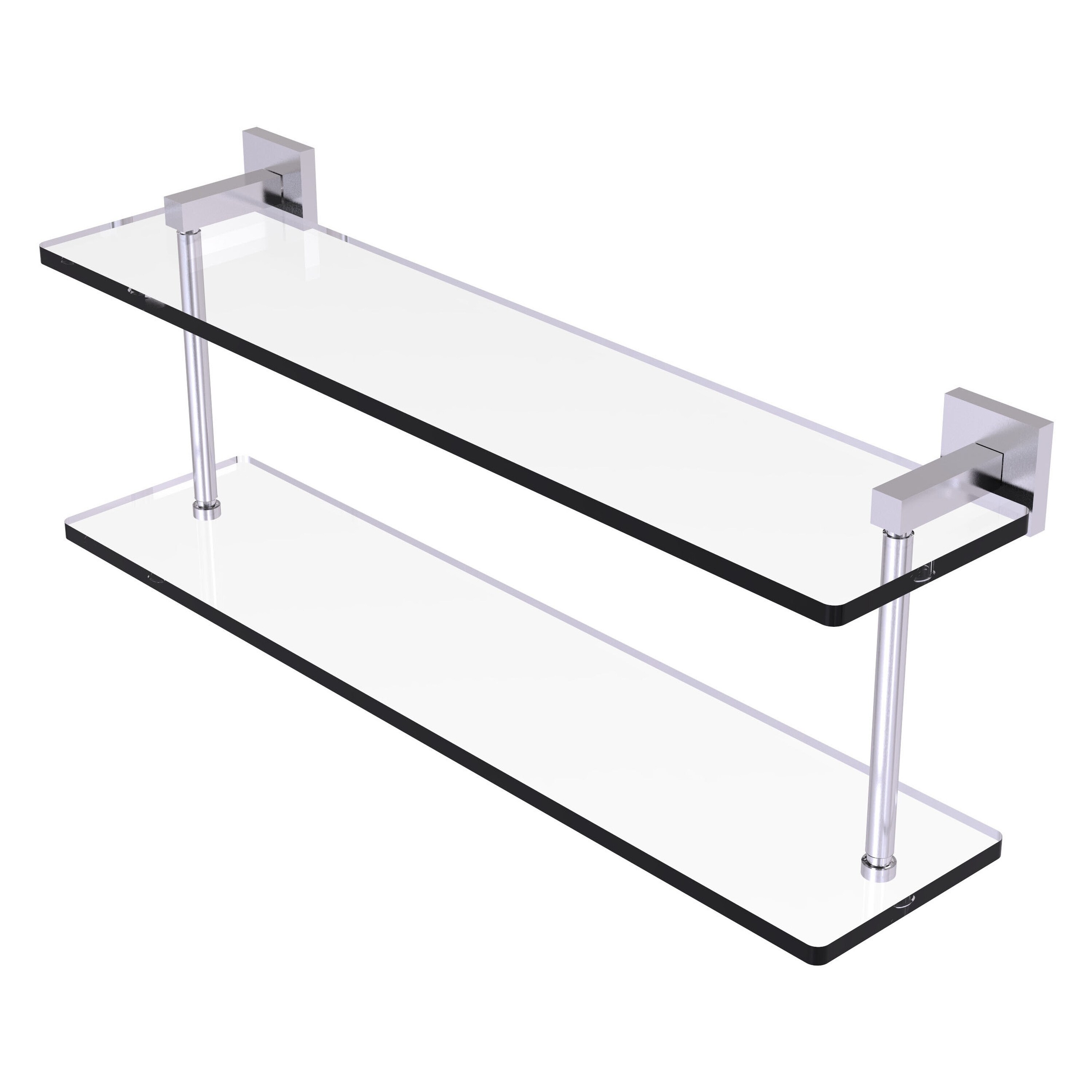 Allied Brass MT-2-22-SCH Montero Satin Chrome 2 -Tier Wall mount Bathroom Shelf ( 22-in x 8.3-in x 5-in )