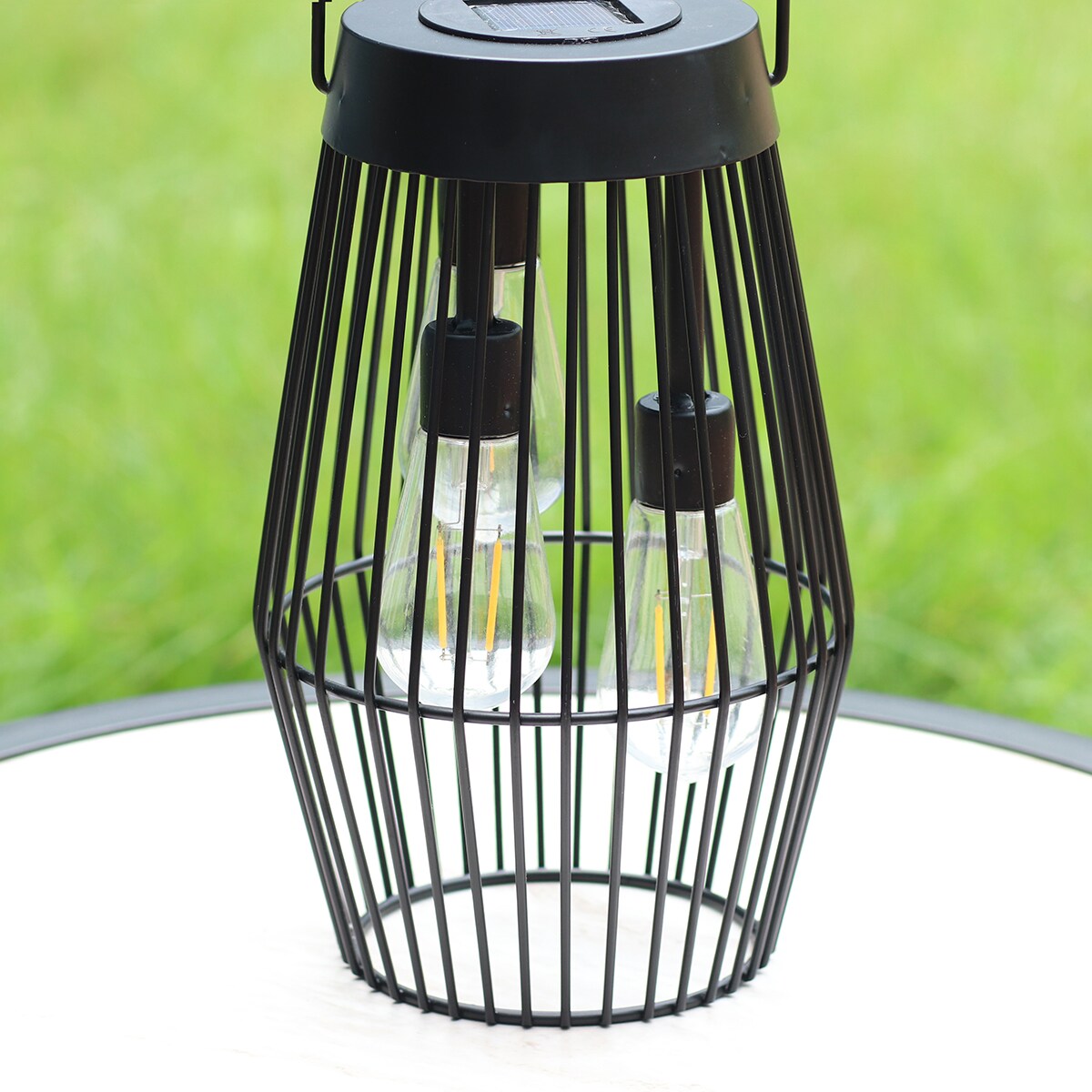 Style Selections 6.5-in x 10.5-in Black Metal Solar Outdoor Decorative Lantern