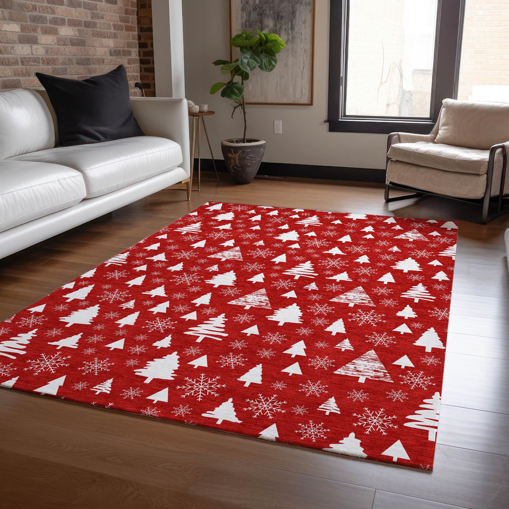 Addison Rugs ACN1815RD30X46 Chantille ACN1815RD 2 x 3 (ft) Loomed Polyester Red Rectangular Indoor/Outdoor Machine washable Area rug