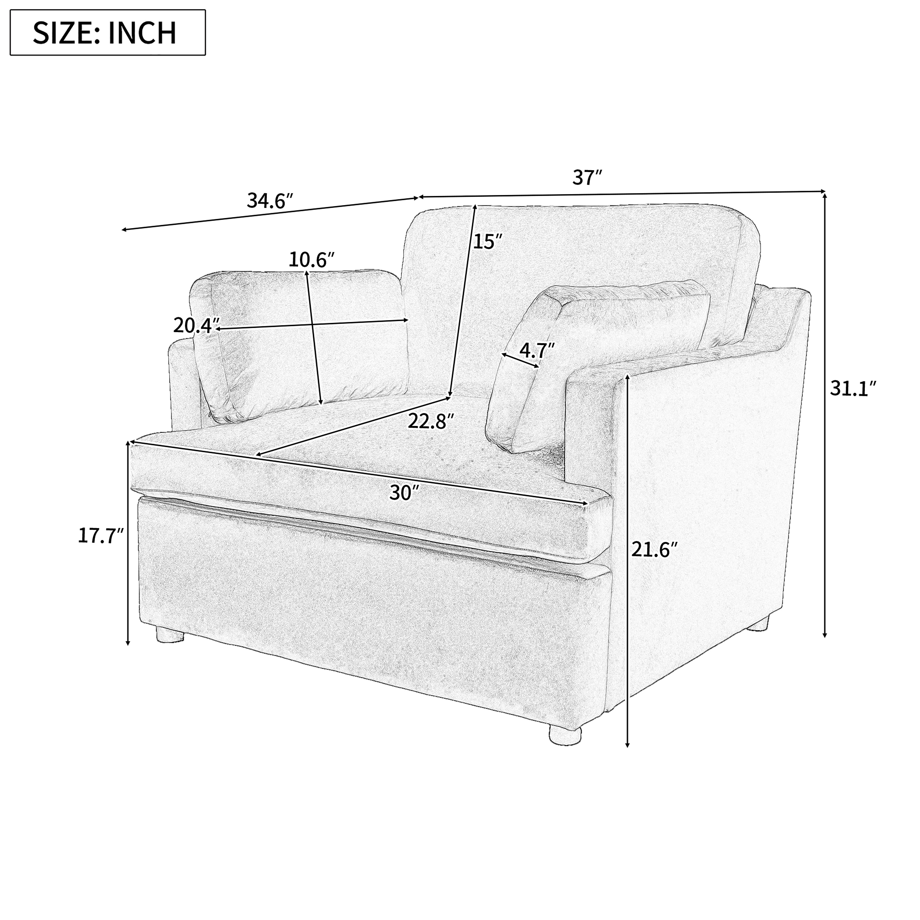 Beige Barrel Accent Chair with Wood Frame and Cushions