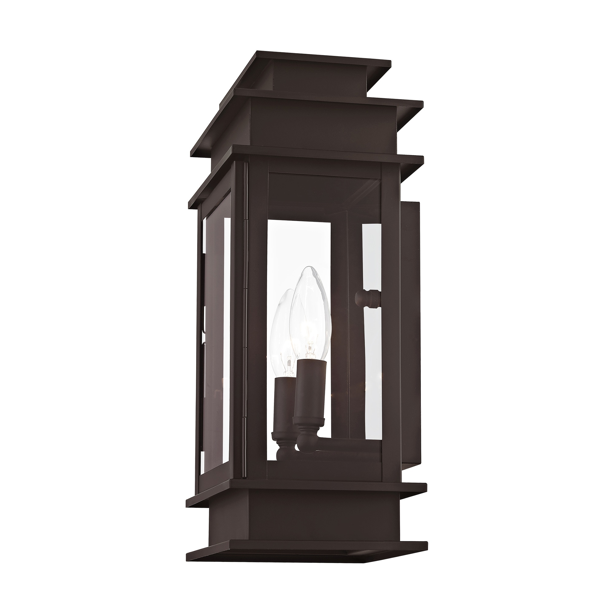 Princeton Classic Bronze Dual-Light Outdoor Wall Lantern with Clear Glass