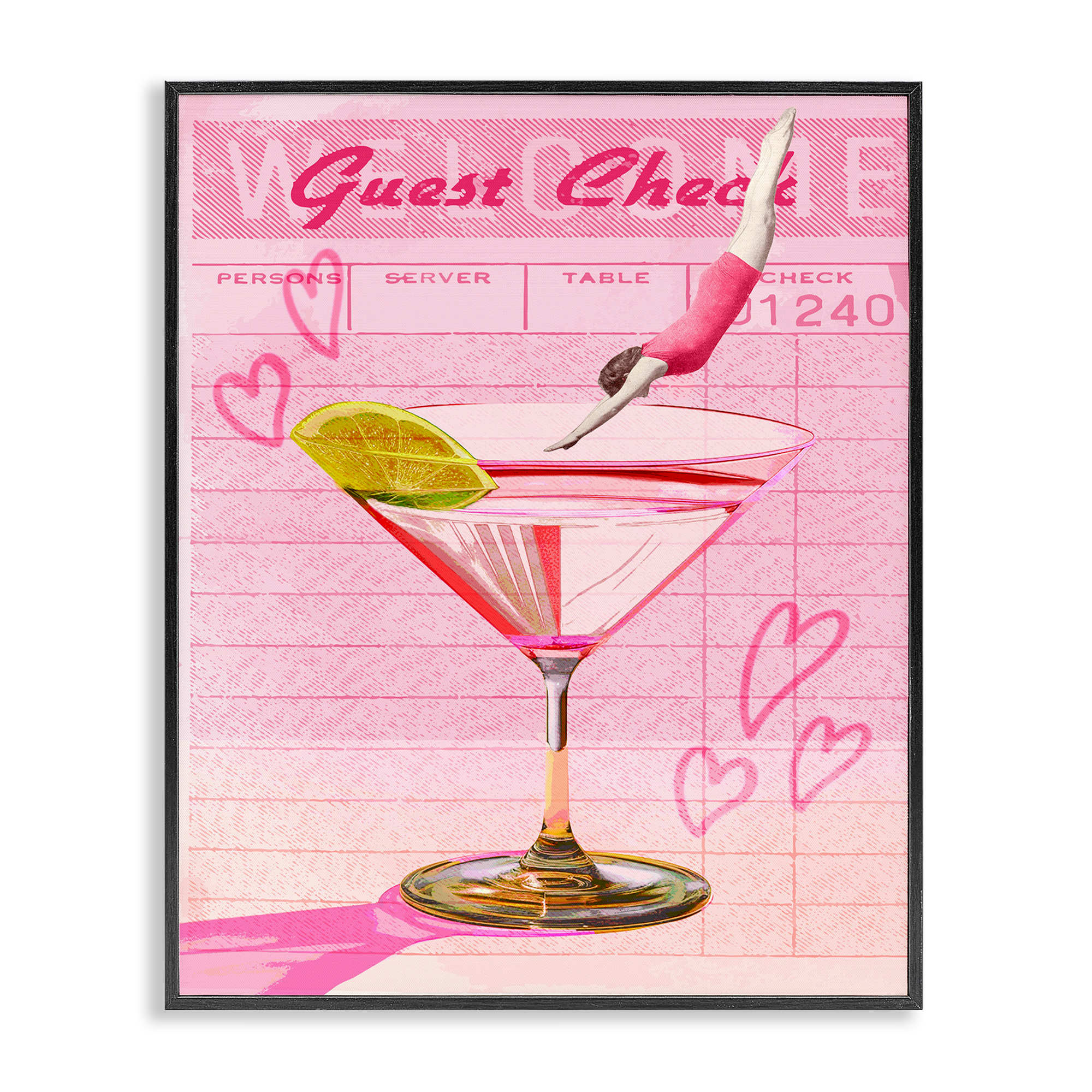 Stupell Industries BT-092-FR-16X20 Diver into Cocktail Guest Check Black Framed Giclee Art By Lil Rue 16 x 20