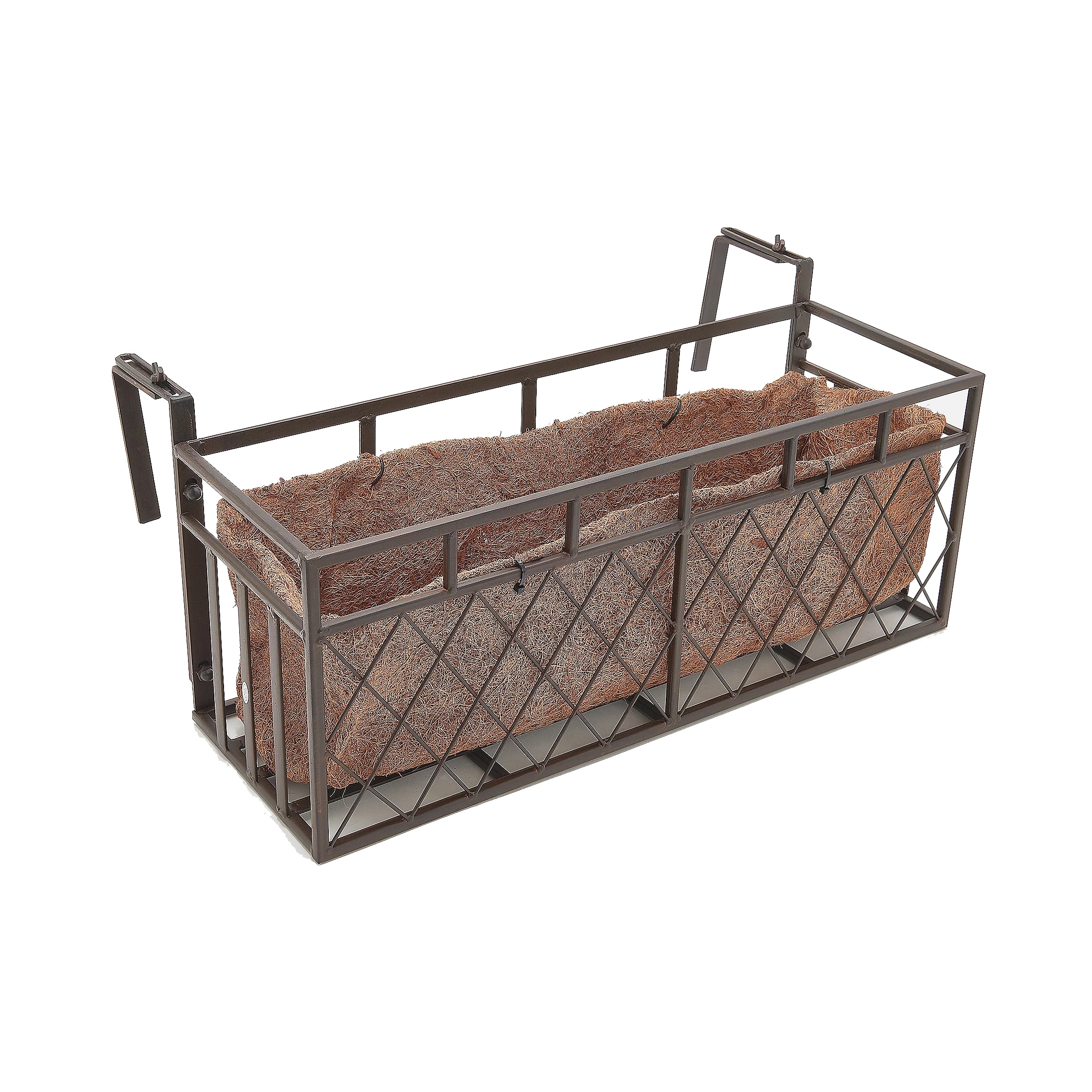 Evergreen ZQ47M3401S Rectangle 7.0-Inches W Medium Brown Metal Indoor/Outdoor Railing planter with Drainage Holes