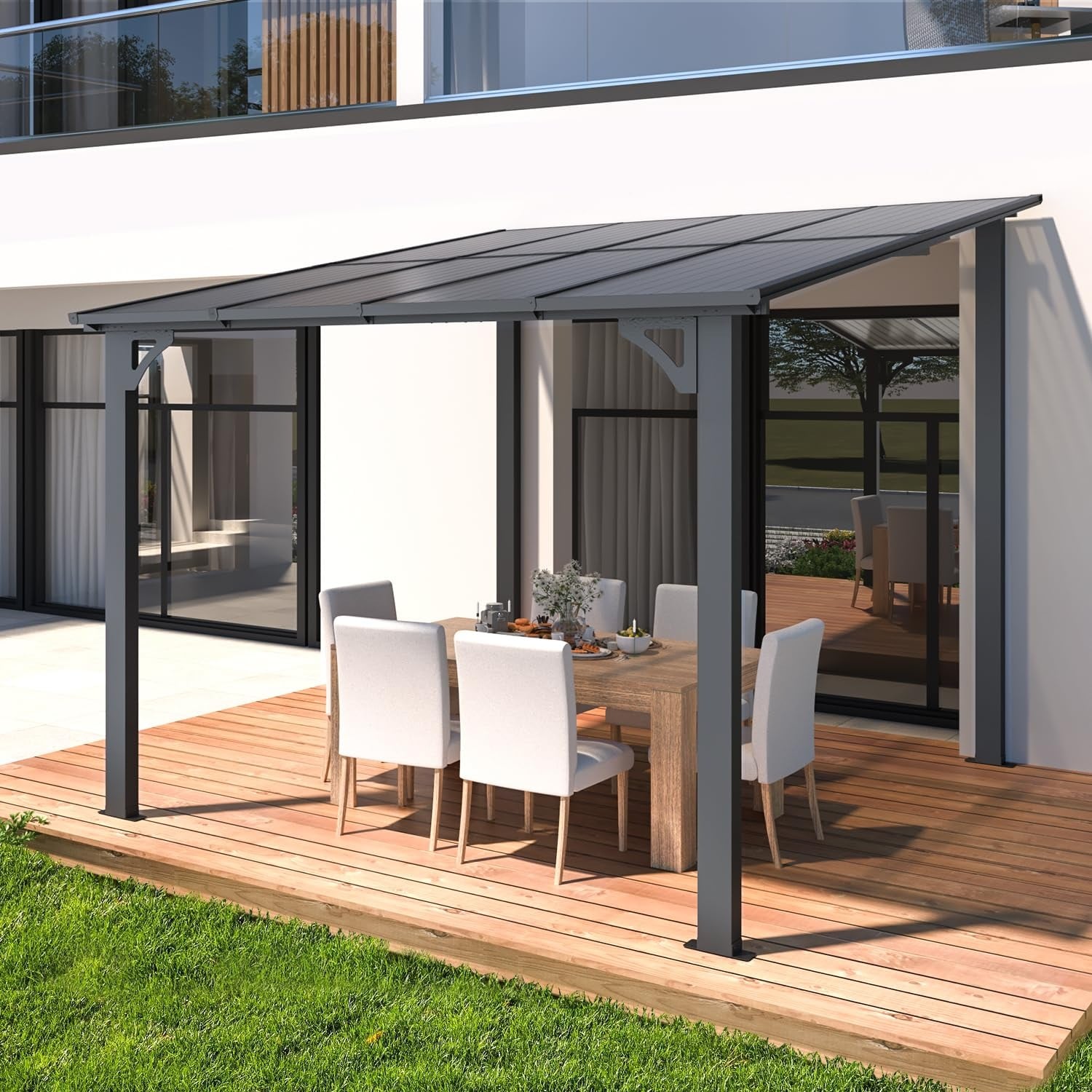 AECOJOY 16400BK-LS01 8-ft x 8-ft Gazebos Black Gazebo with Hardtop Roof
