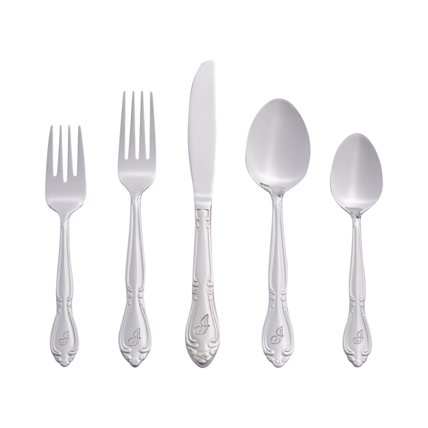 RiverRidge 5417-843-I Rose Letter I 46 -Pieces Polished Traditional Flatware