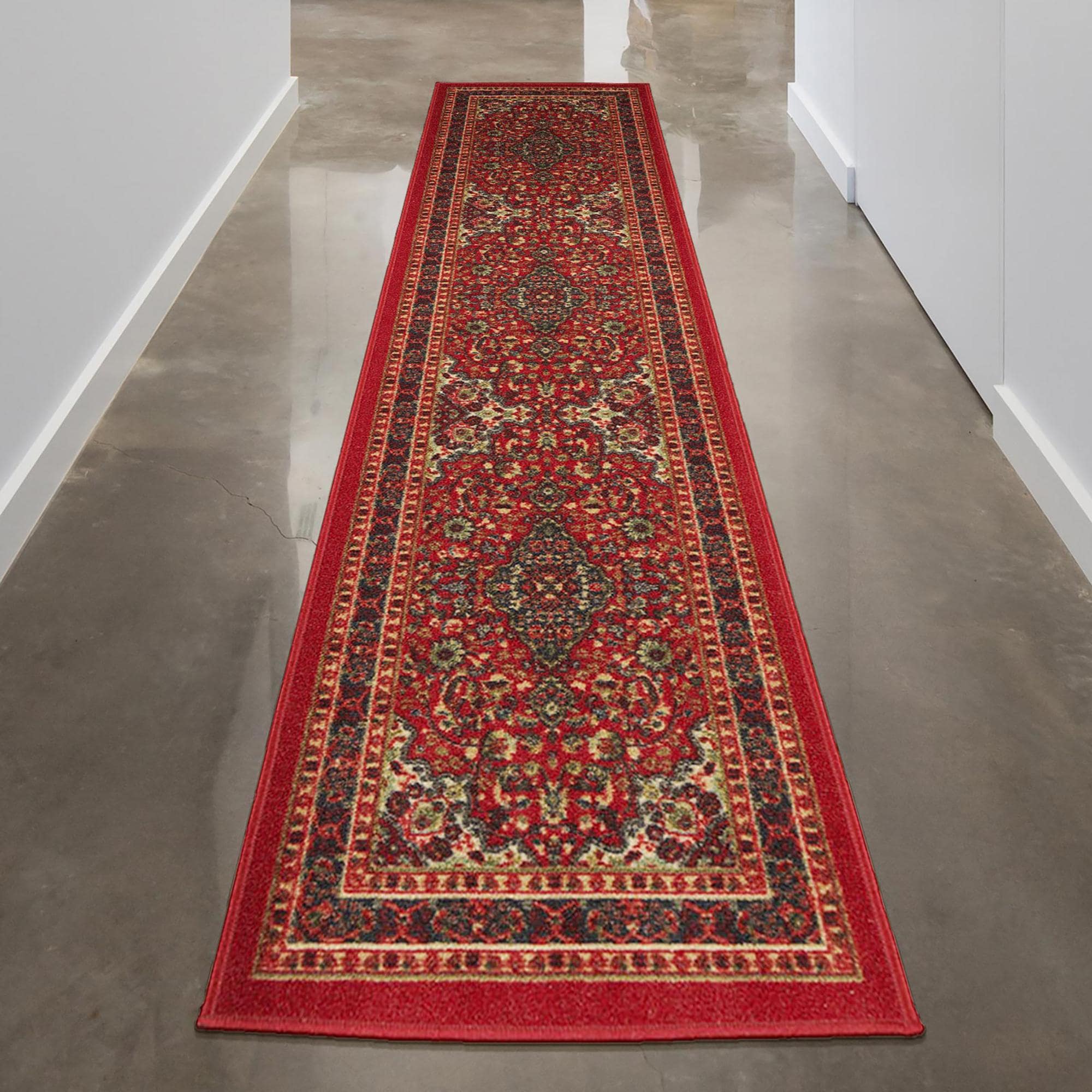 Ottomanson Classics 3 X 10 (ft) Dark Red Indoor Medallion Oriental Machine  Washable Runner Rug in the Rugs department at Lowes.com