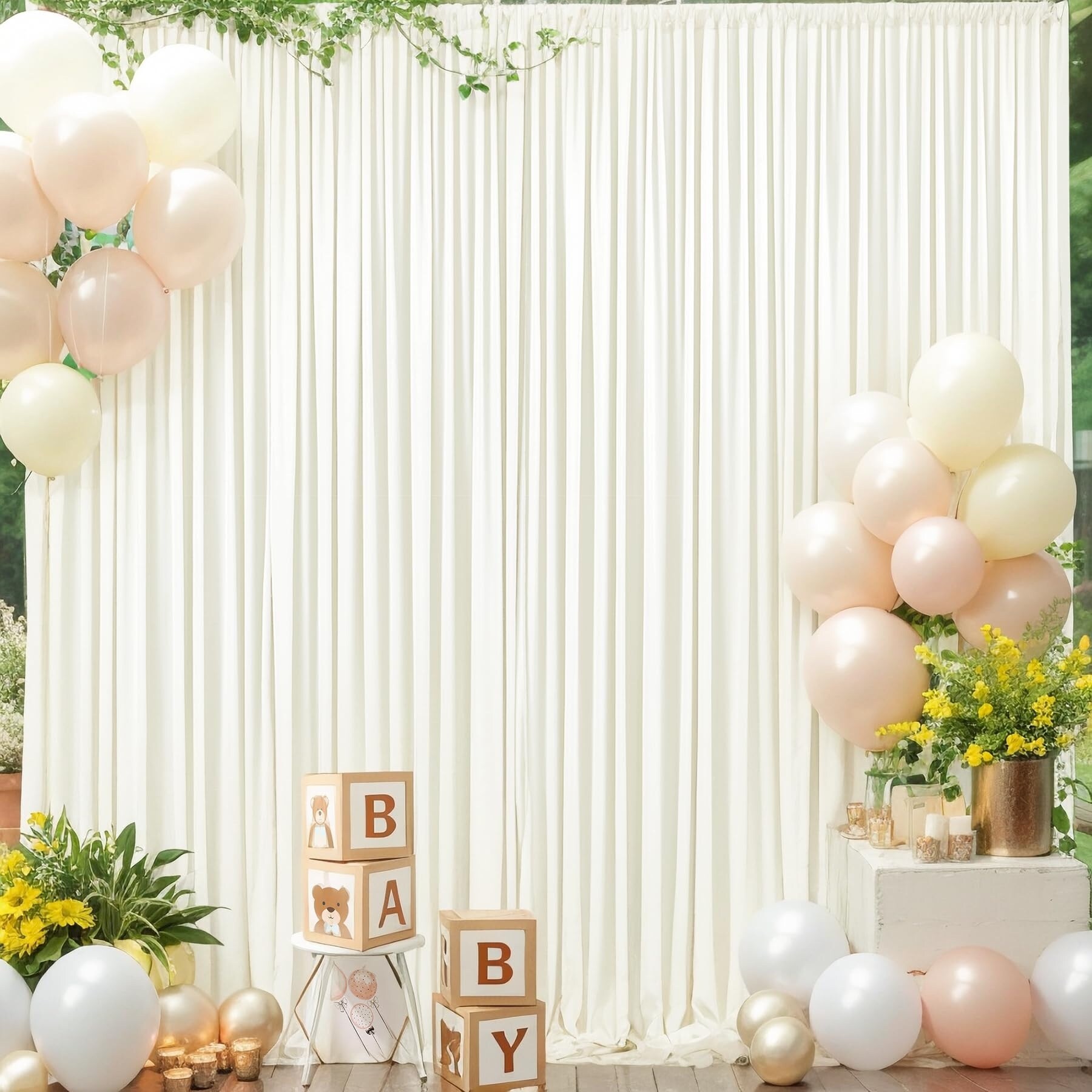 Etokfoks Ivory Lift System Polyester Sheer Shades for Windows Wrinkle ...