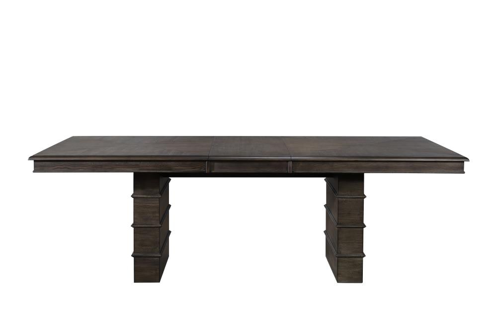 Sunset Trading DLU-CA113 Cali Gray and Brown Contemporary/Modern Extending Removable Leaf Dining Table, Wood with Gray and Brown Wood Base