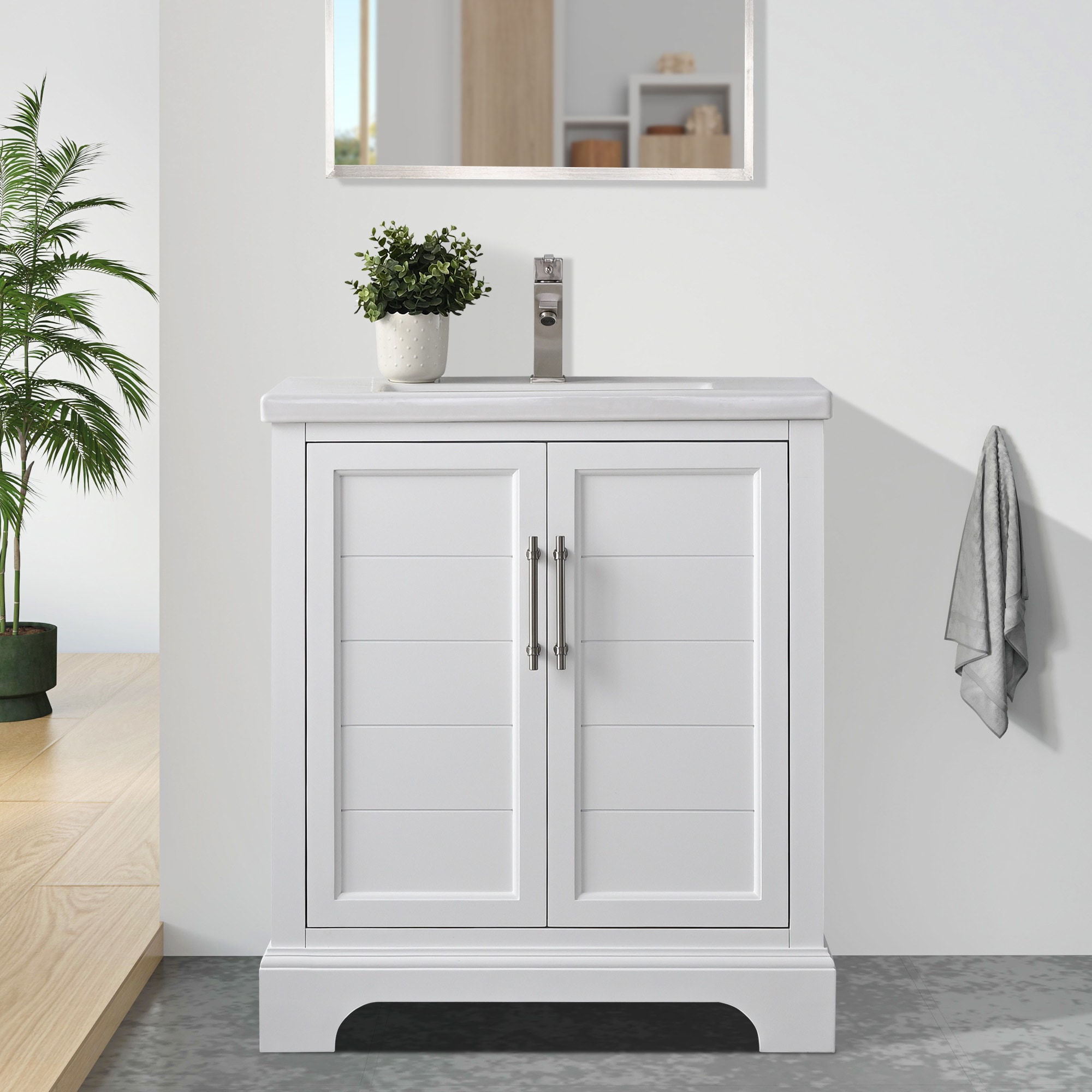 Vanity Art VA5030-W Vannes 30-in White Undermount Single sink Bathroom Vanity with White Ceramic Top