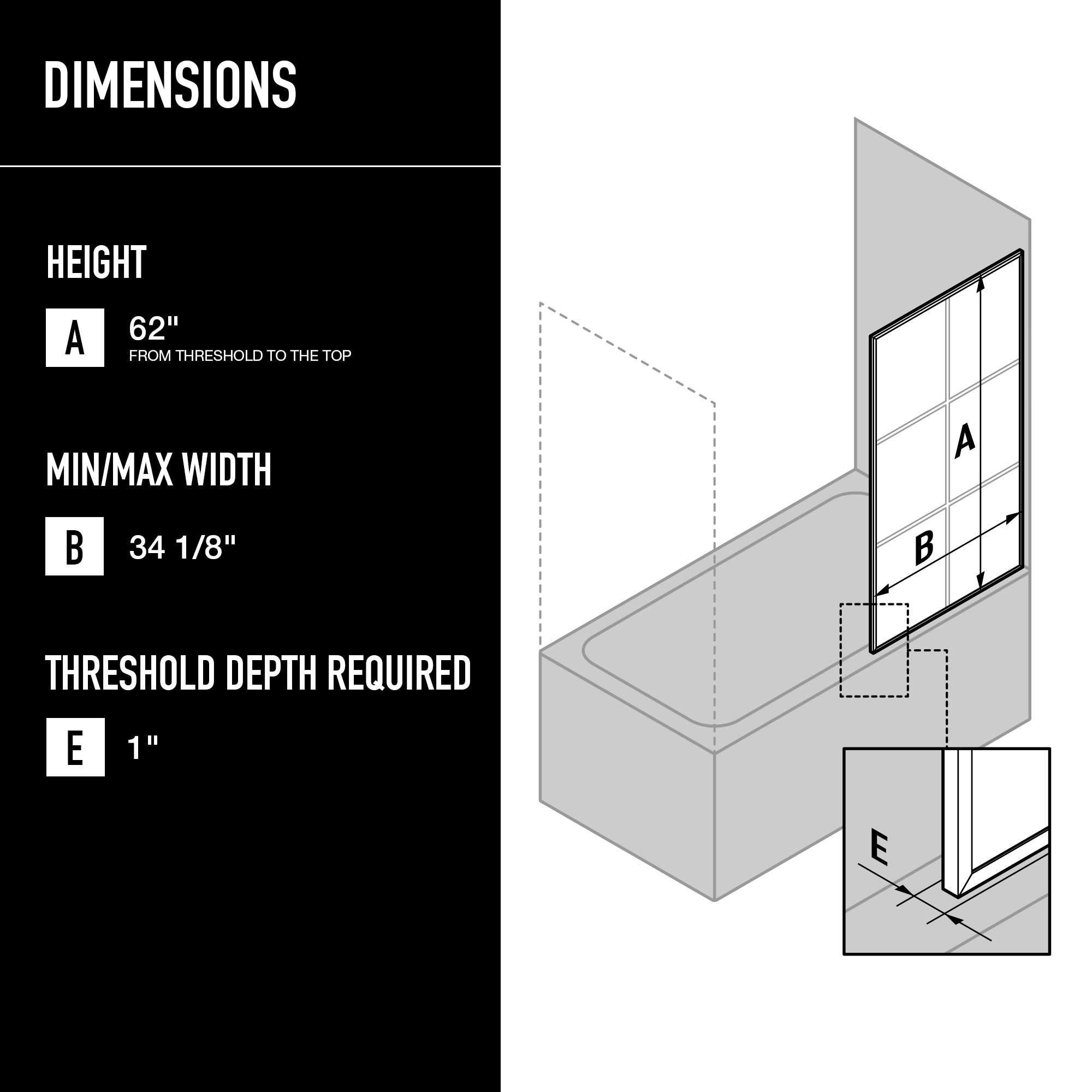 VIGO VG6091MBFL3462 Bathtub-Doors - View #2