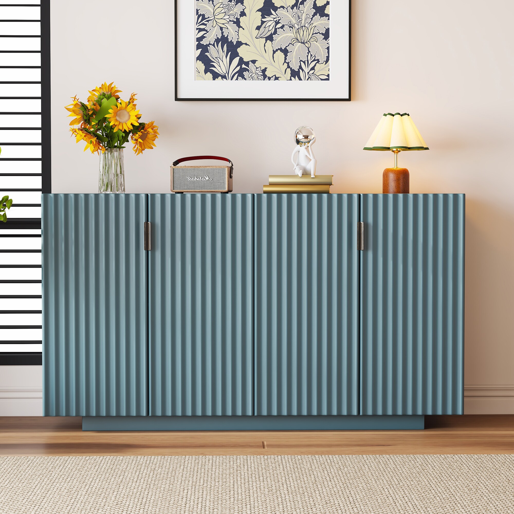 ZAKLOOP XU2078124552 15.7 W x 33.4 H MDF Blue Freestanding Utility Storage Cabinet