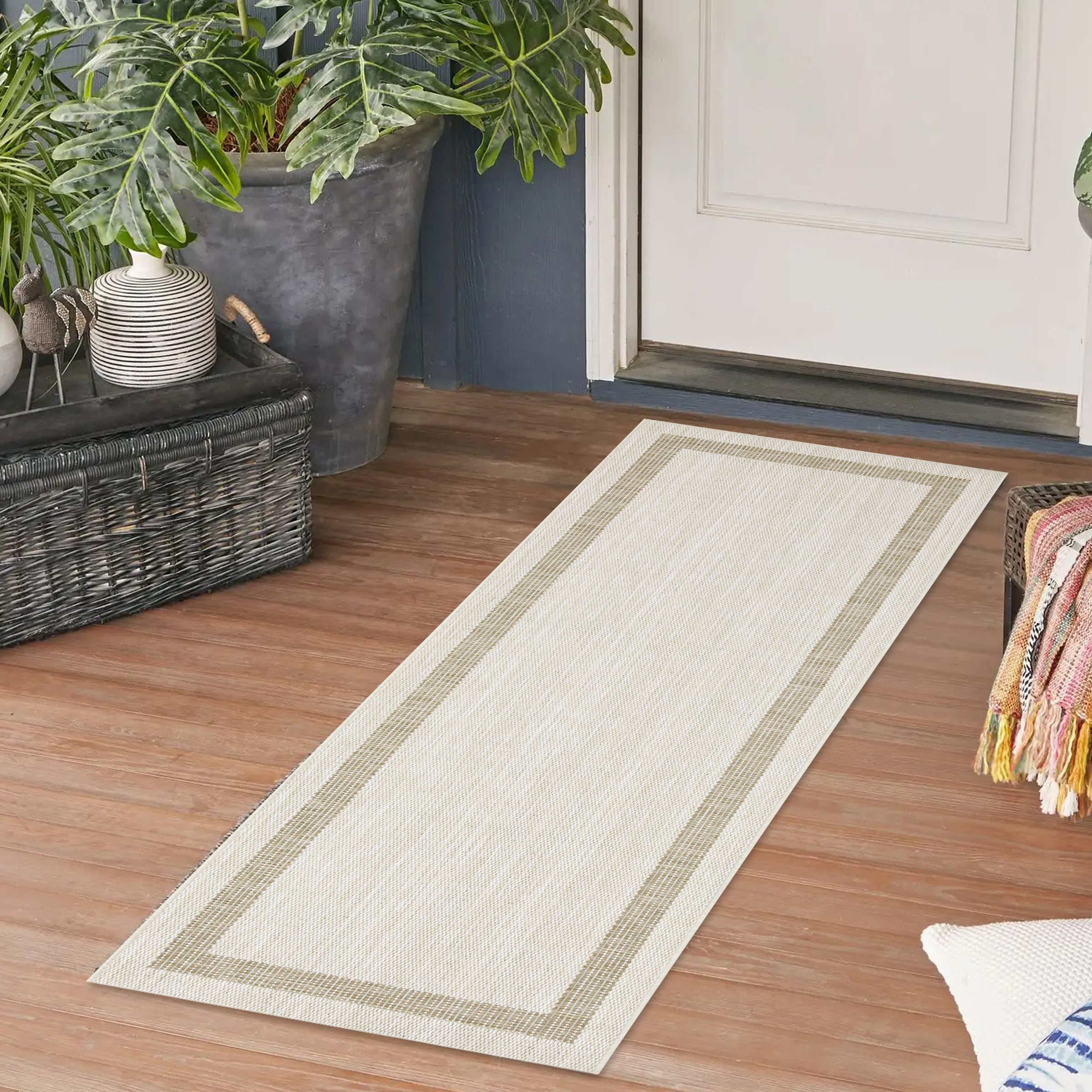 Playa Rug PLY-AZE-IVOJUT-2X8 2 x 8 (ft) Sisal Azelia-Ivory Natural Rectangular Indoor/Outdoor Border Area rug