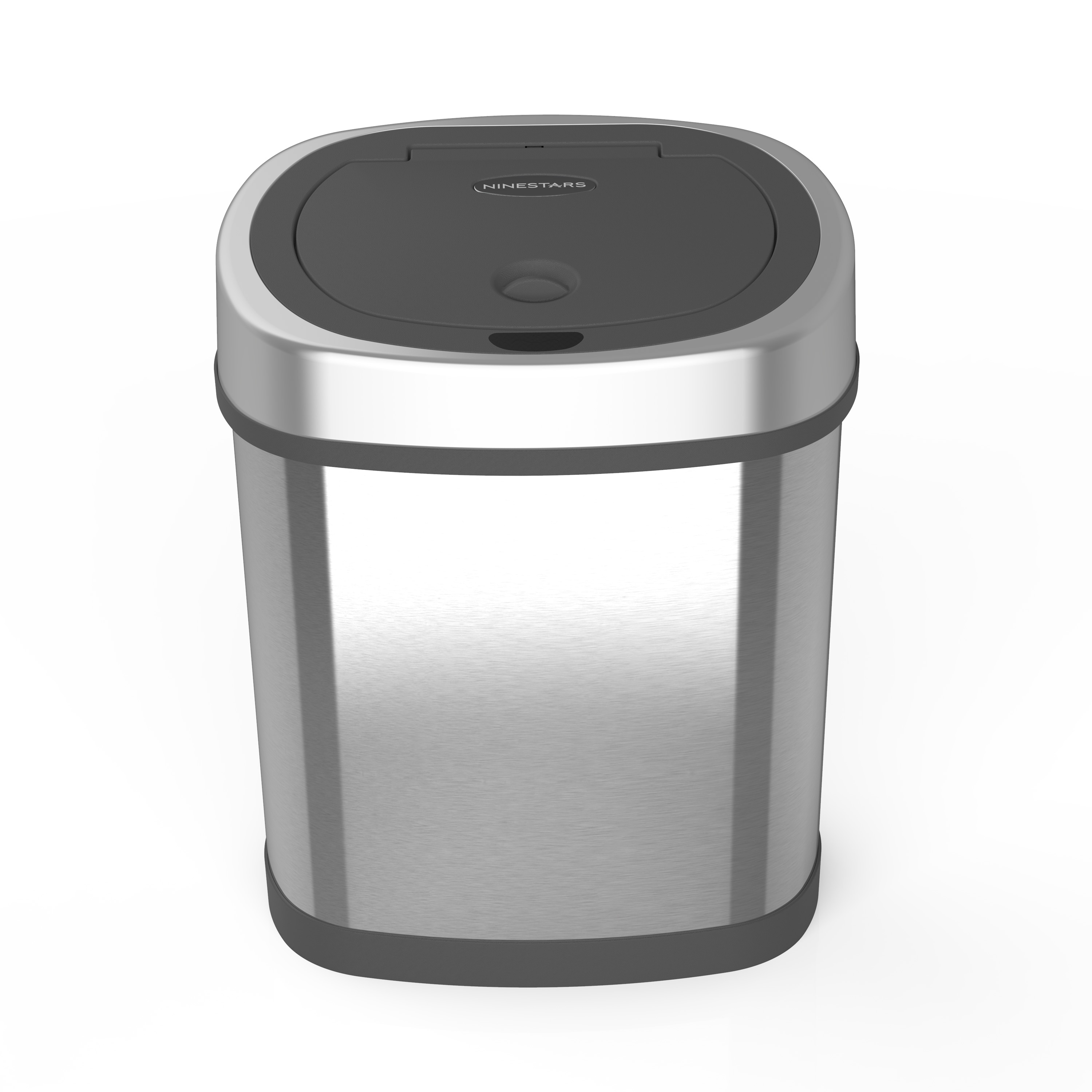 NINESTARS DZT-12-9 12 Liter silver Steel Indoor/Outdoor Kitchen Hinged Lid Trash Can