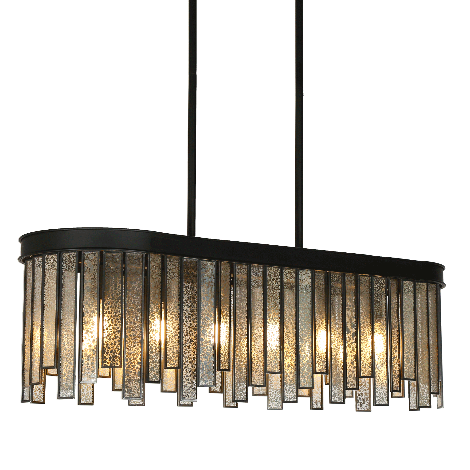 Matte Black and Mercury Glass 6-Light Linear Chandelier