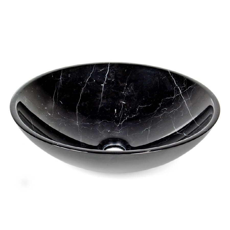 D'Vontz BM-B4012 Stone Marble Vessel Round Modern Black Marquine Bathroom Sink ( 15.75-Inches x 15.75-Inches )
