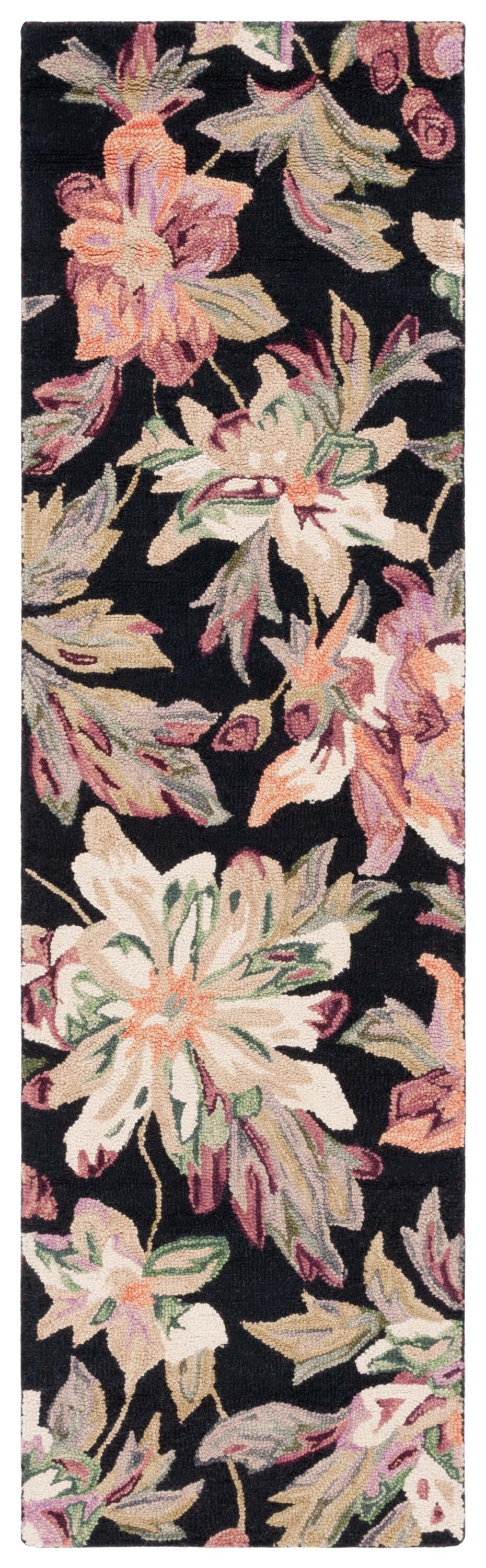 Safavieh Blossom 467Z Black Plum 2 x 8 Rectangular Runner rug in the ...